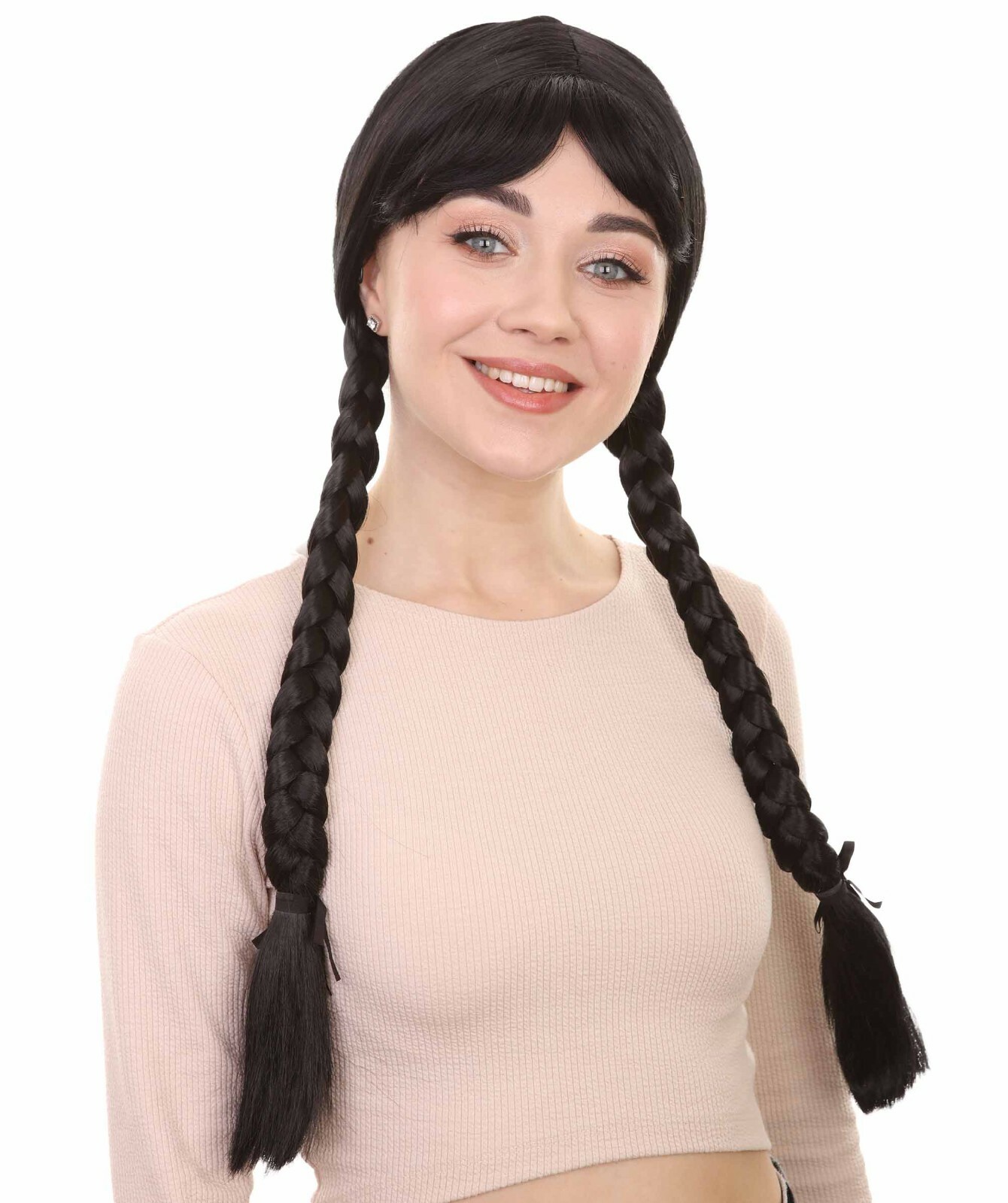 Renaissance Dutch Girl Black Wig Historical Maiden Braid Drama Medieval HW-2738