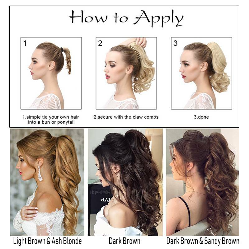 Blonde Curly Ponytail Claw Clip In Hair Extensions Pony Tail Hair-Piece As Human