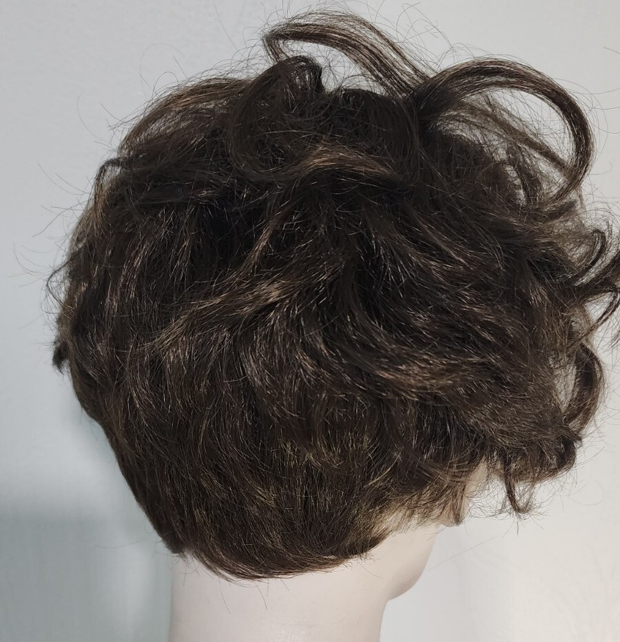 Paula Young Joy A3269 Brunette Short Wavy Bangs Wig Fun Casual Curl