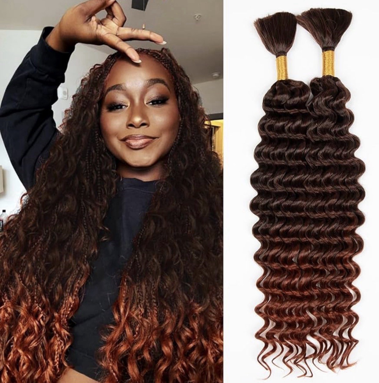 Deep Wave Bulk hair for Braiding Wet and Wavy Micro Braiding Hair No Weft Faux