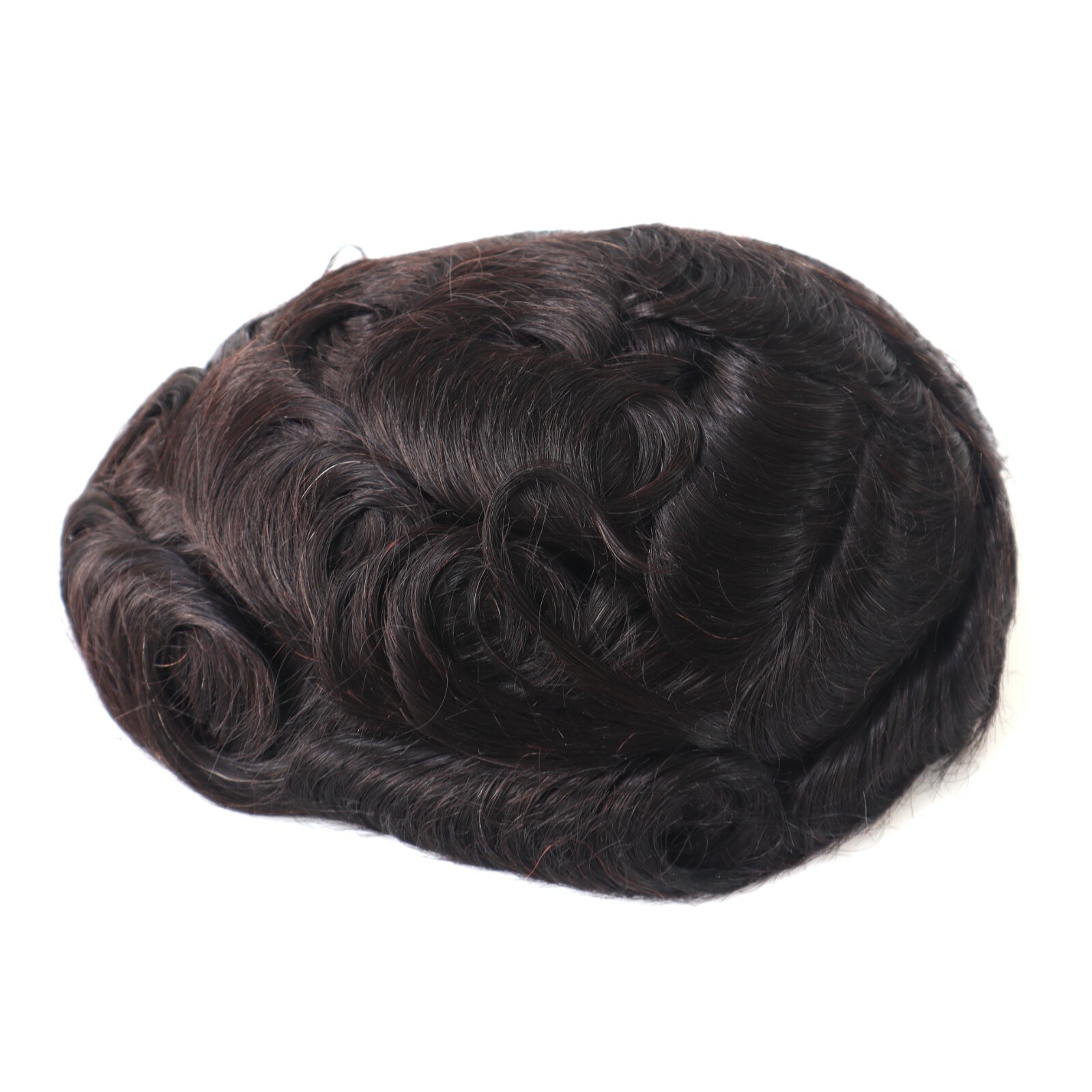Natural Mens Hair Replacement System Fine Mono Toupee Indian Remy Hairpiece #1B
