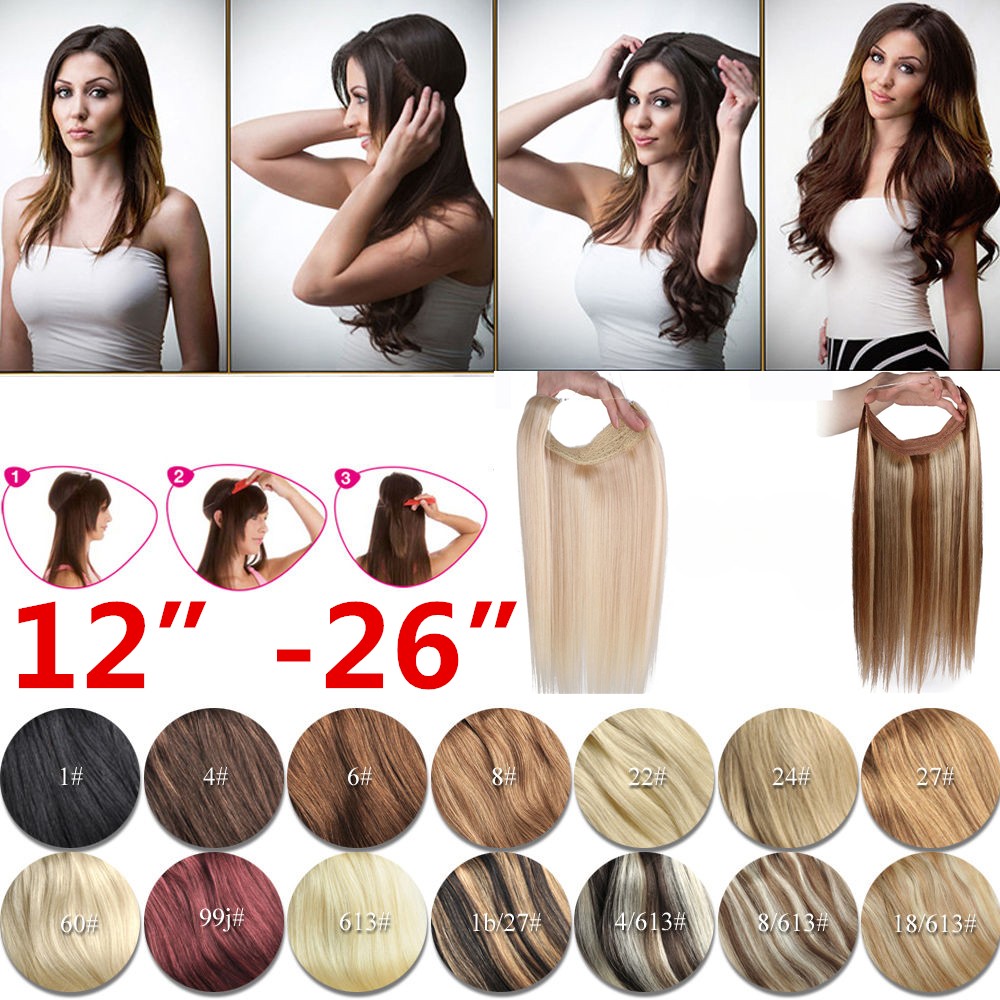 16-28inch good Remy Human Hair Hidden Invisible Wire Hair Extensions thick