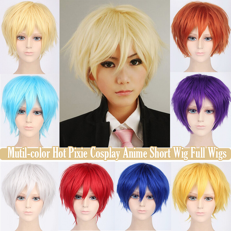 Multi Color Short Straight Hair Wig Anime Party Cosplay Full Hot sell Wigs Orang