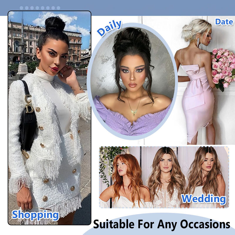 US Tousled Messy Bun Piece Scrunchie Curly Wavy Extra Thick Updo Hair Extensions