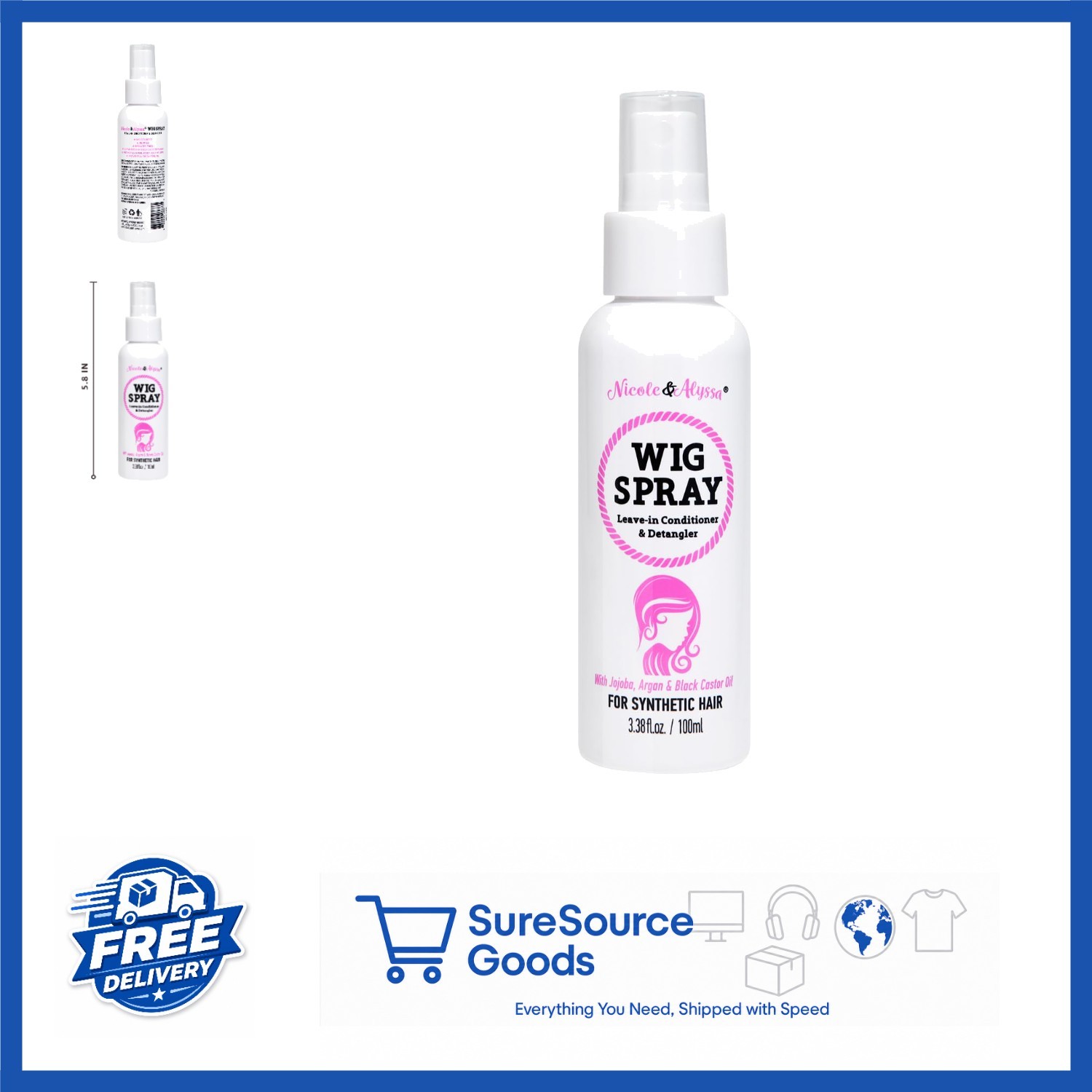 Moisturizing Wig Spray Leave-in Conditioner for Synthetic Hair Travel Size
