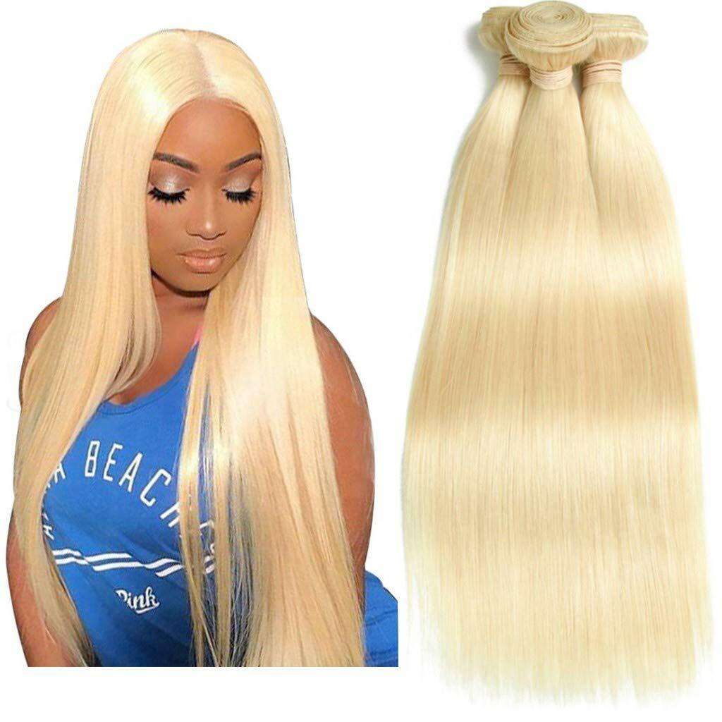 3 Bundles 24inch 613 Blonde Human Hair Weft Straight Brazilian 100% Human Hair