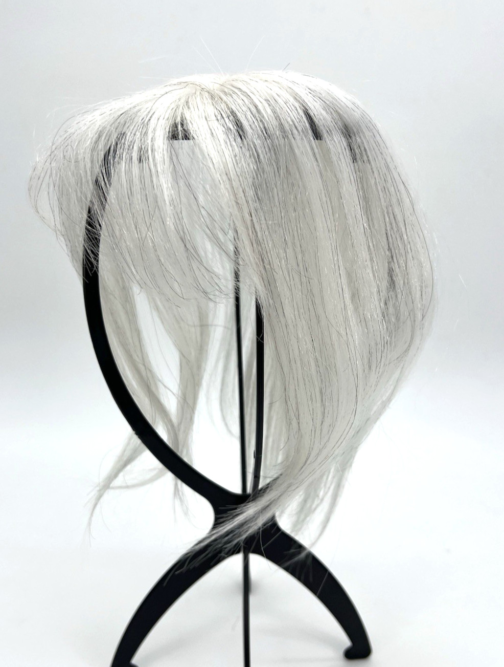 White with Black Strands 100% Human Hair Women Hair Topper