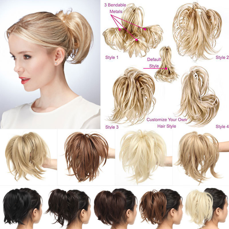 12” Short Straight Layered Bendable Ponytail Jaw Claw Clip In Hair Extension TA