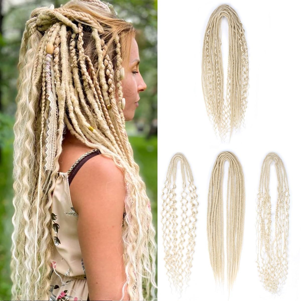 Unique Style Double Ended Dreads Extensions Set – 24″ Blonde;