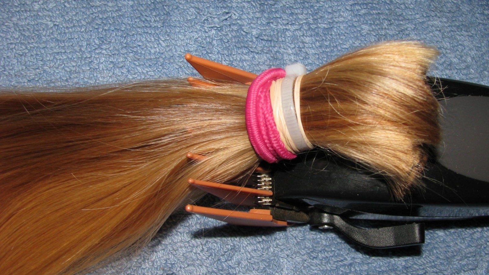 HUMAN HAIR HAIRCUT 12 INCH 2.6oz THICK BLONDE BLEND PONYTAIL REBORN DOLLS T43