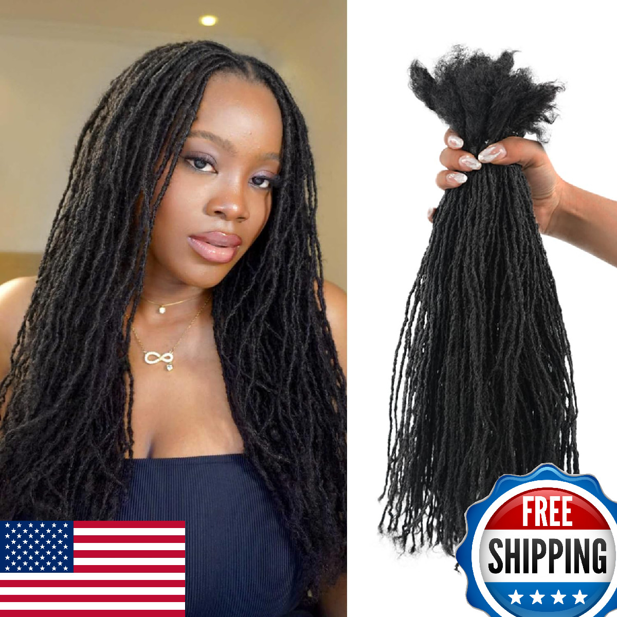 Originea 16″ Curly Micro Loc Extensions Interlocked Sister Locs 0.1-0.4mm