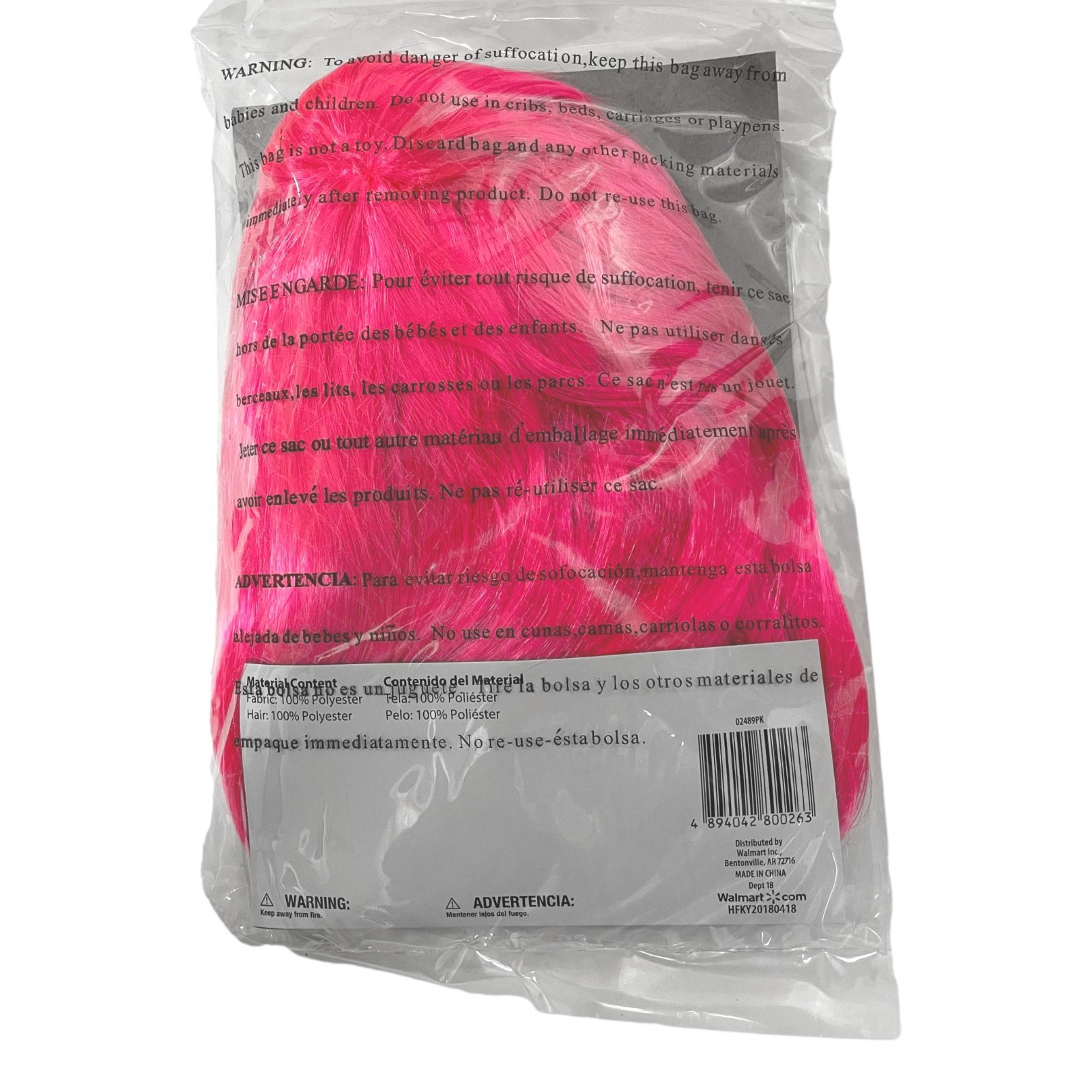Pink Wig Long Bob with Bangs Halloween Costume Adult One Size Fits Most
