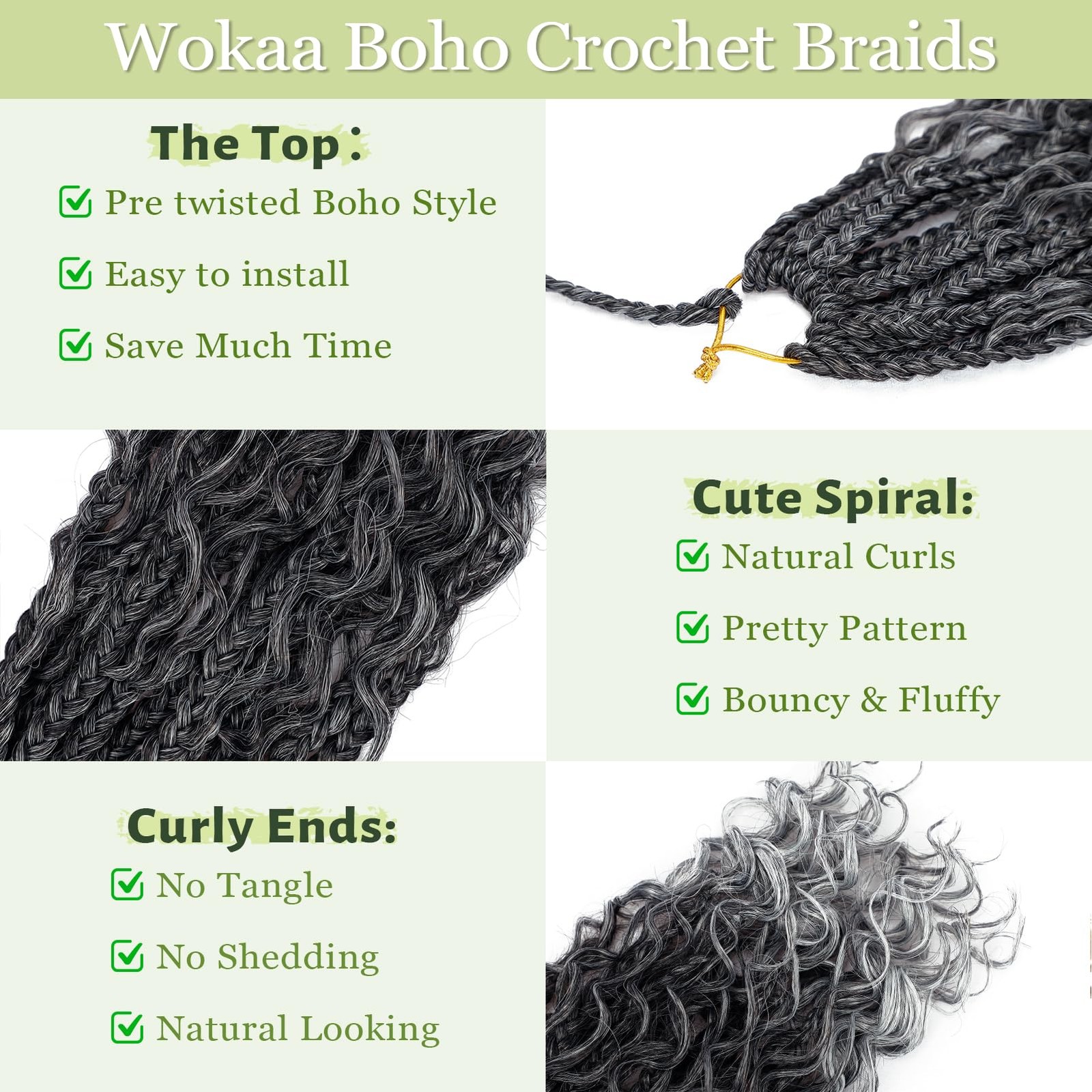 Goddess Box Braids Crochet Hair 14 Inch 8 Packs Pre-looped Bohomian Crochet B…