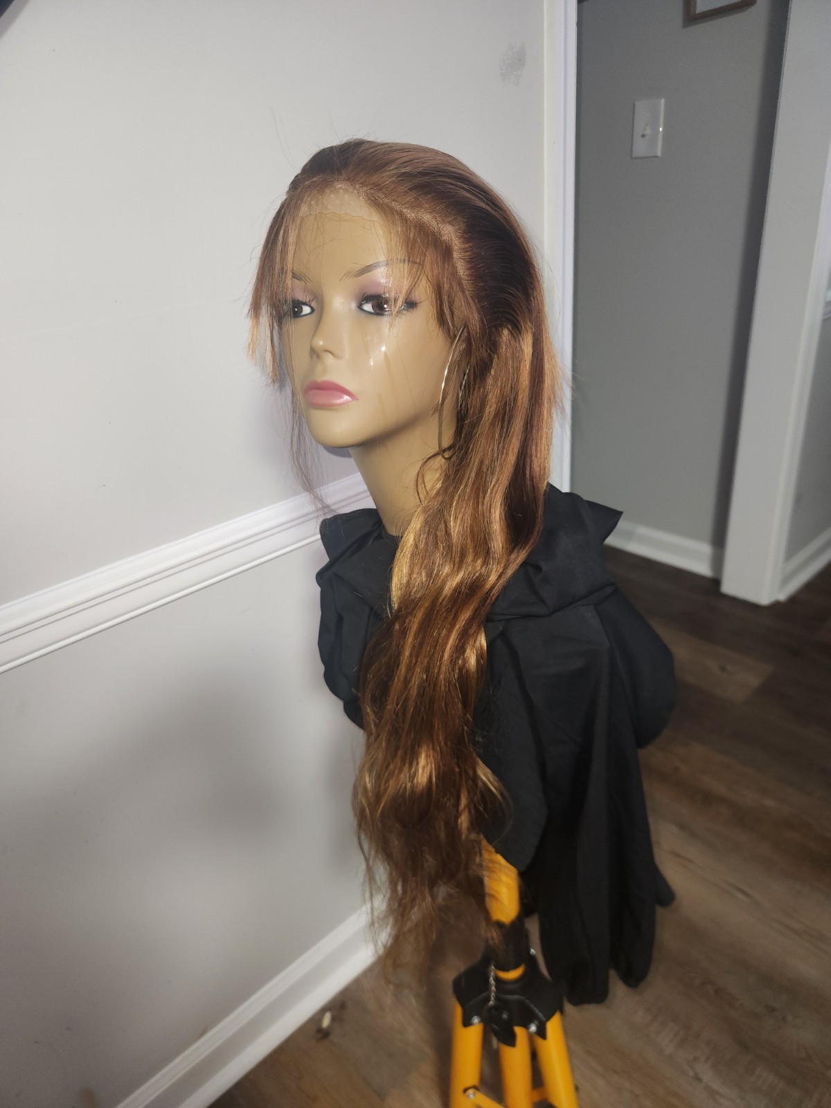 Pre-everything Human BLEND Hair Lace Front Wig 30 in Wavy Free-Part Brown