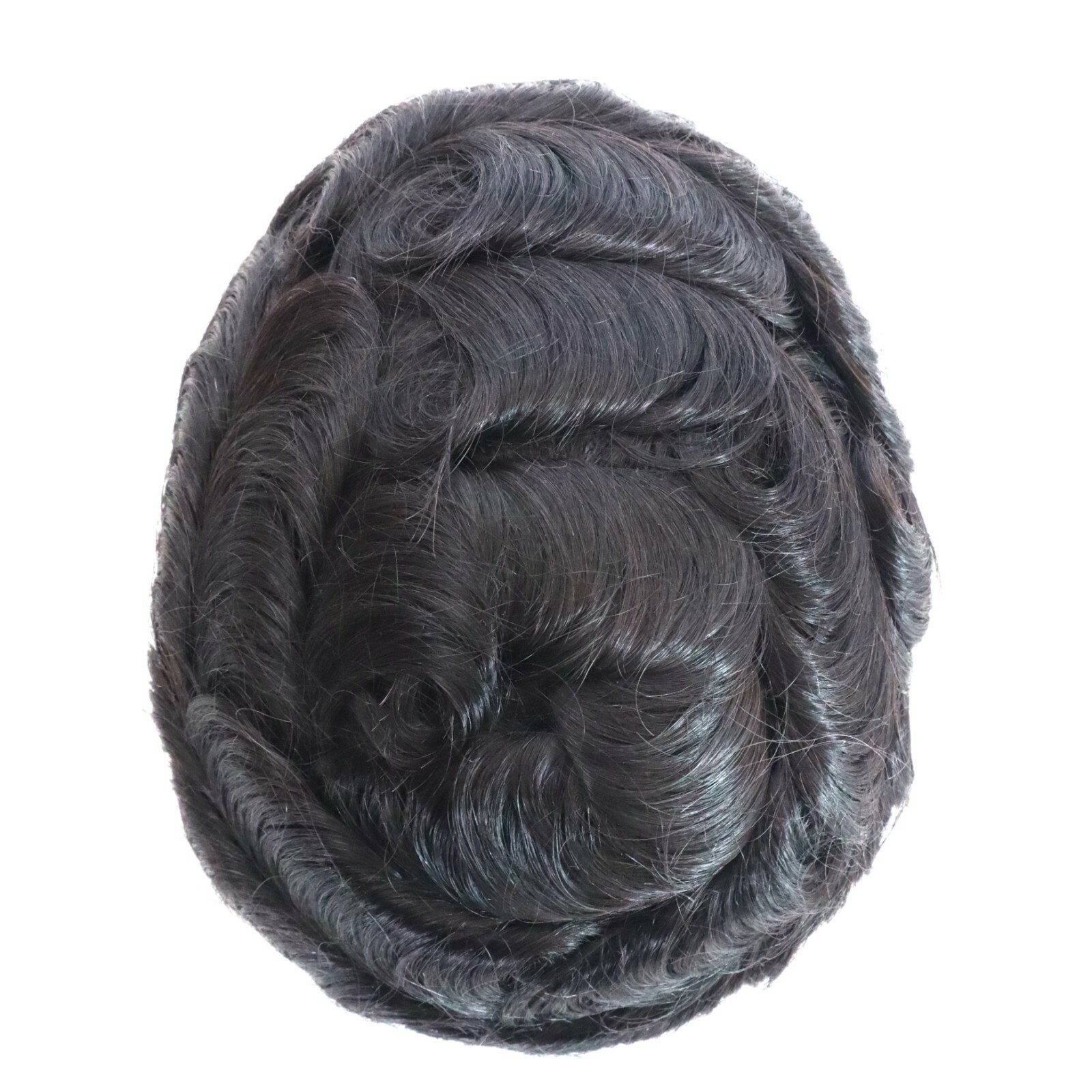 Mens Toupee Human Hair Replacement System Injection Poly Skin Human Hair Pieces