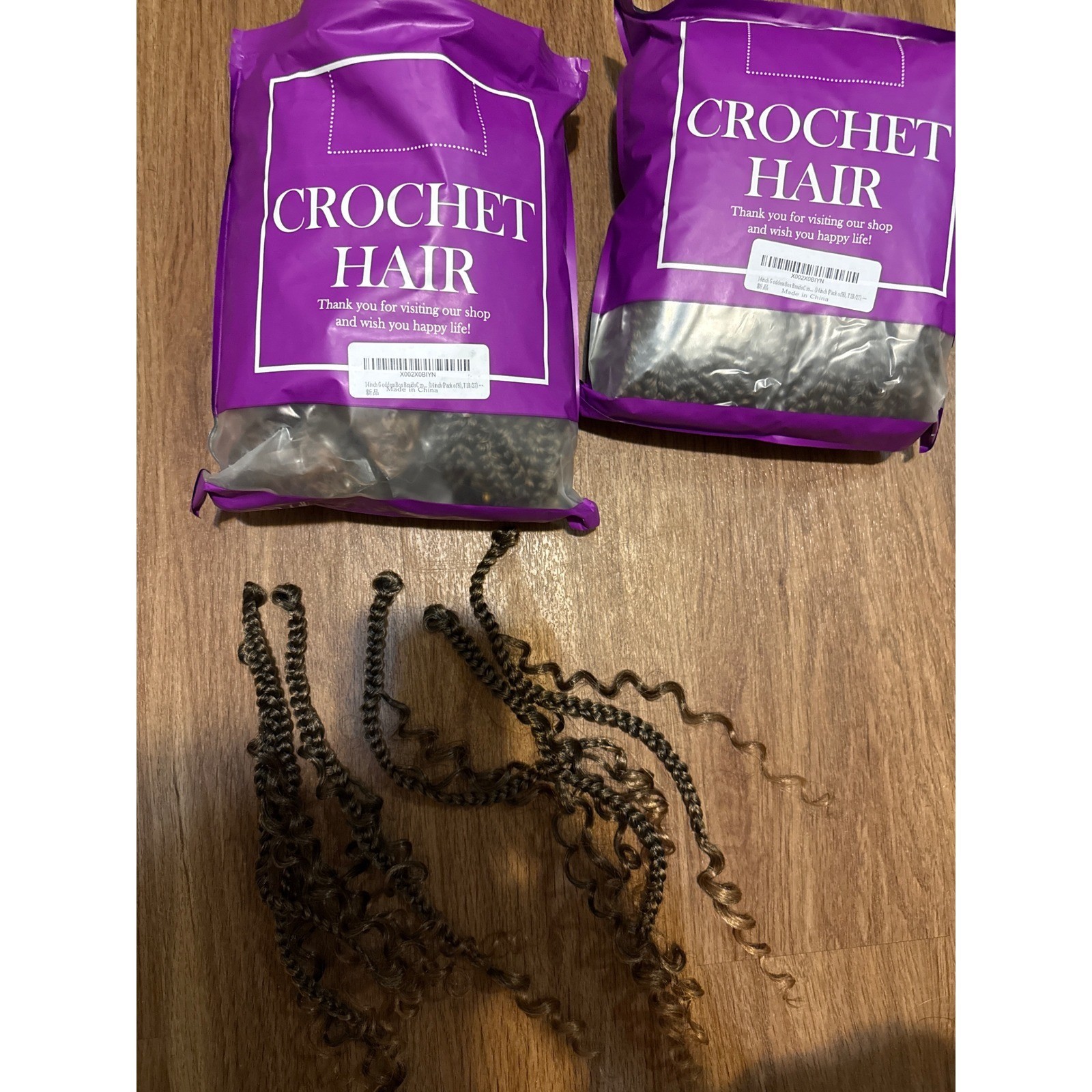 2 Pack Brown Ombre Wavy Synthetic Crochet Hair Extensions Bohemian Passion Twist