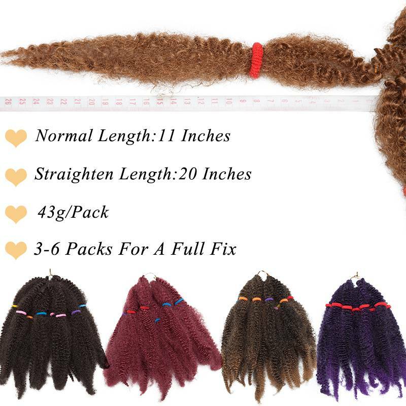Natural Bob Marley Kinky For Twist Crochet Braid Hair Extensions Curly Afro Hair