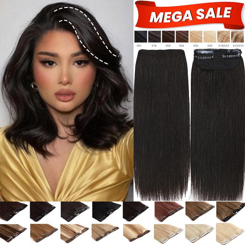 HAIRRO Real Remy Human Hair Clip in Hair Extensions Short Straight Thick Pieces