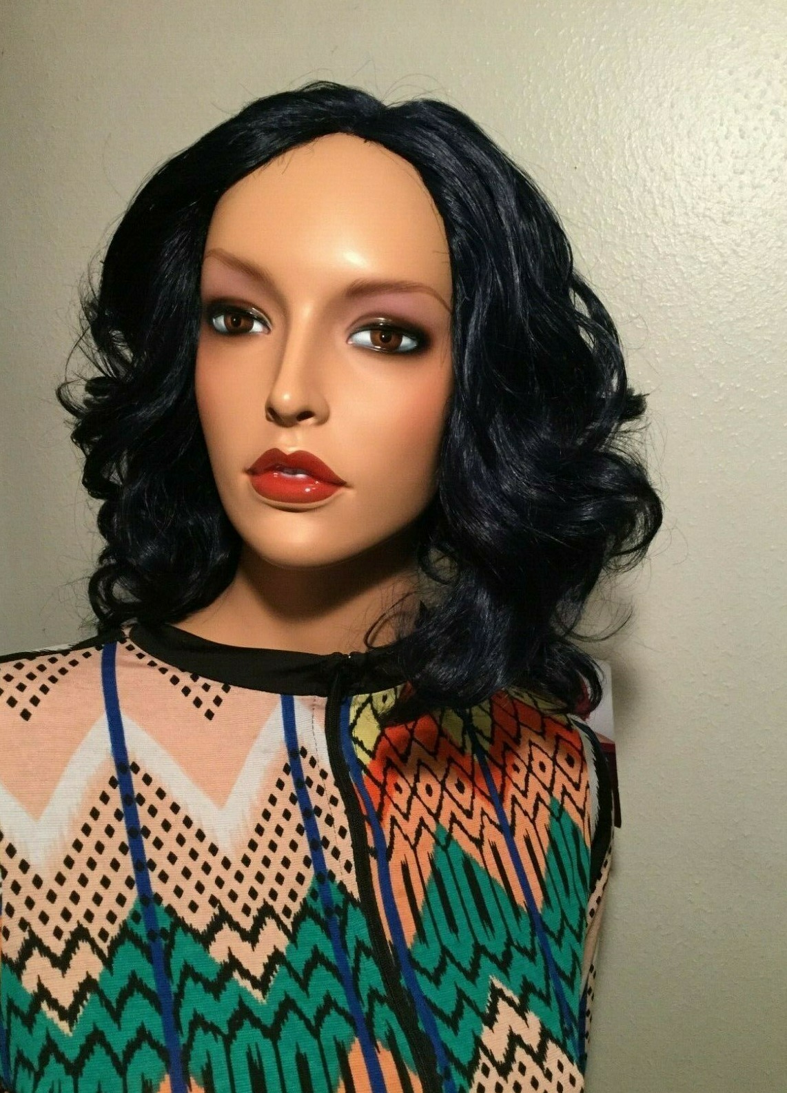 NWT SIS Deep Lace Part Hand-Tied Wig Blue with Full Curls High Heat