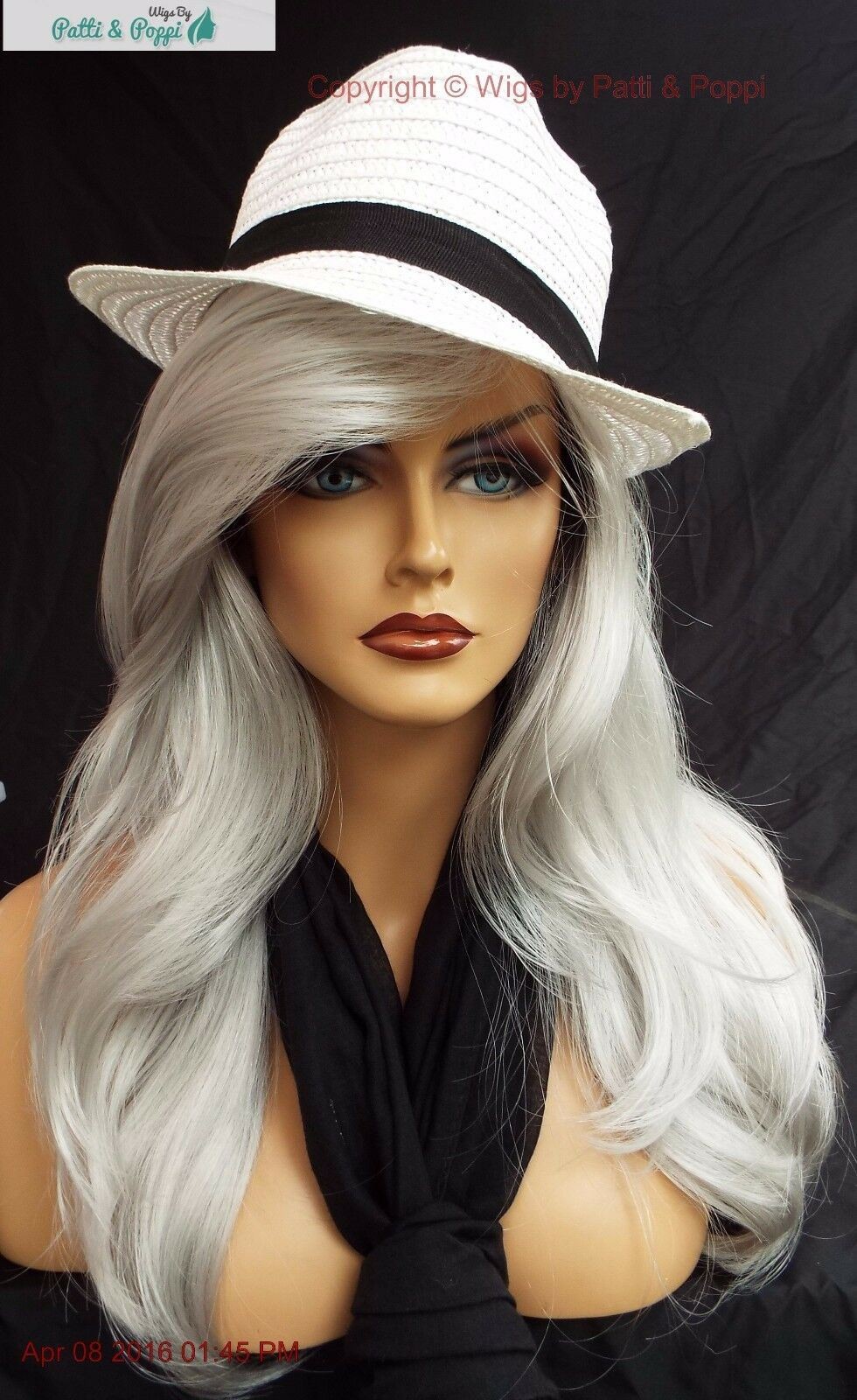 “ANGELICA” DESIGNER WIG ☆ #60 WHITE ROOTED ILLUMINA R LONG FLOWING WAVES SEXY
