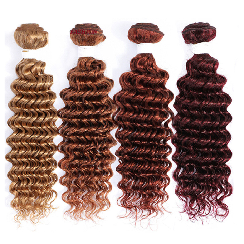 27# Color Deep Wave Ombre Color 10-26in 3 Bundles Brazilian 100% Human Hair