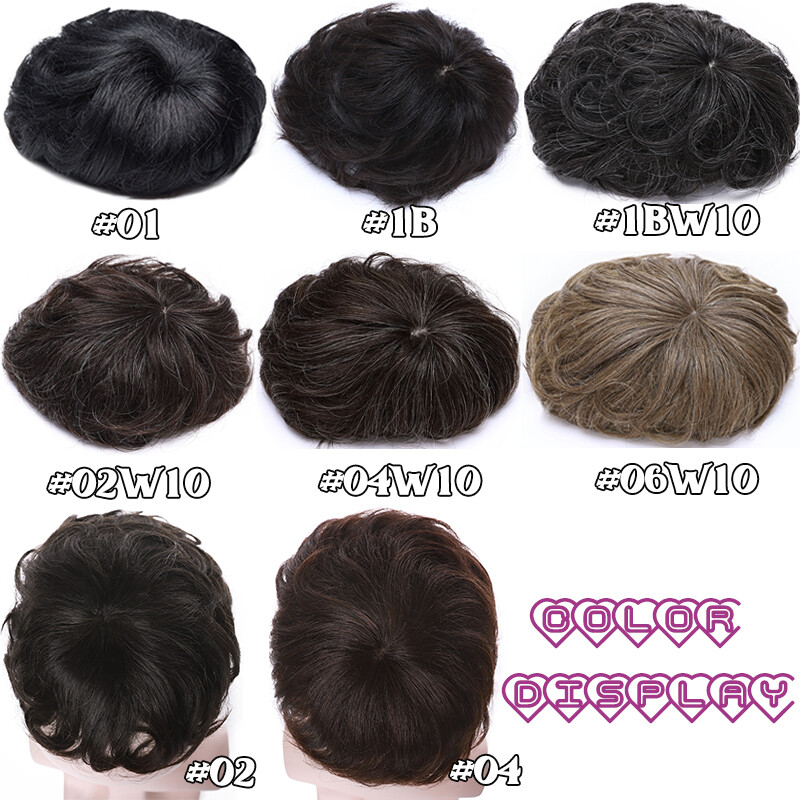 Clip In Toupee Mono Mens Remy Human Hair Hairpiece Replacement System Black Wig