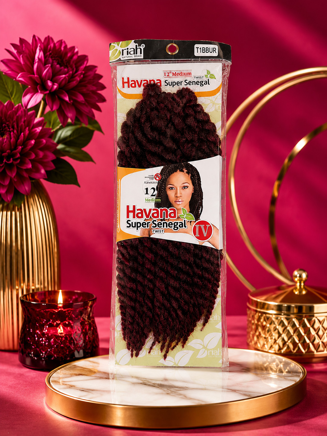 Riah Havana Twist Crochet Hair 12″ 4 Packs T1B/BUR Burgundy Ombre New