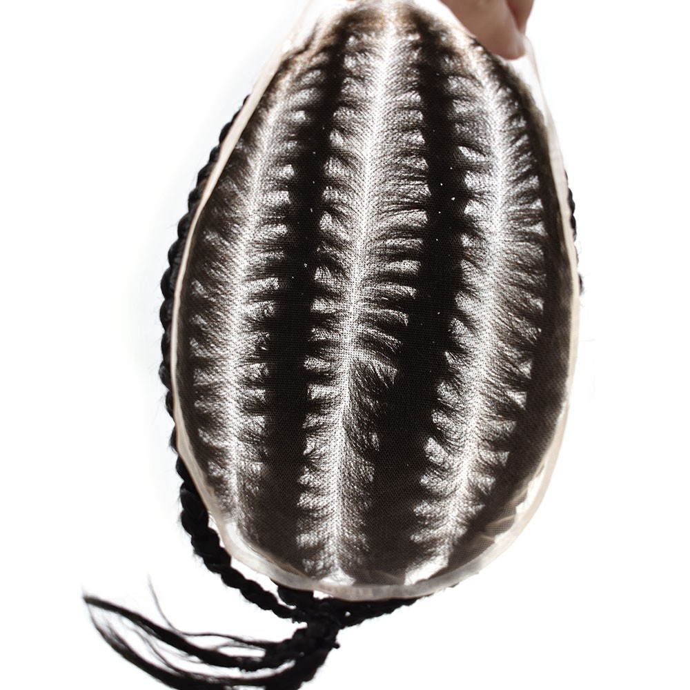 Cornrow Braids Toupee for Men Hairpiece Box Braided Mens Hair Unit Male Braiding