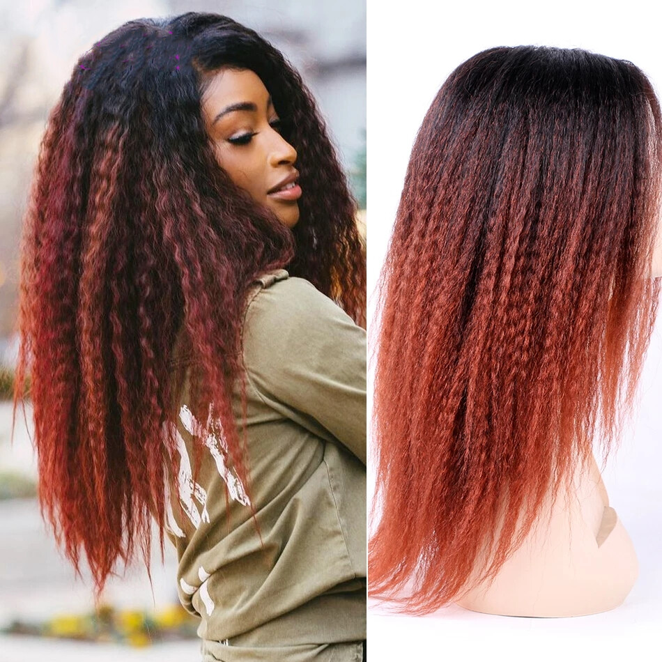 Synthetic Kinky Straight African YaKi Hair Dreadlock Curly Ombre Wig For Women