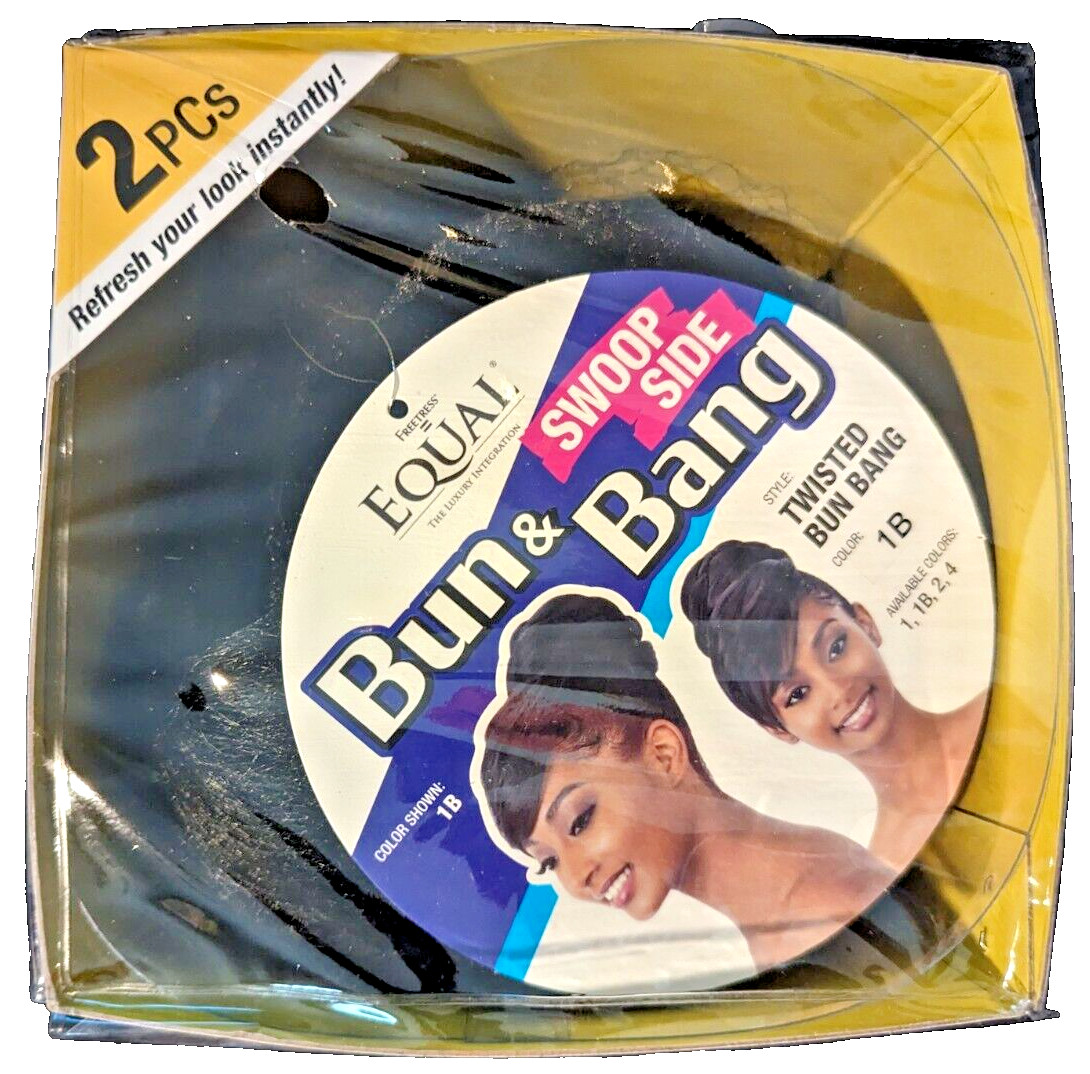 TWISTED BUN BANG (1B Off Black) Freetress Equal Synthetic Bun & Swoop Side Bang