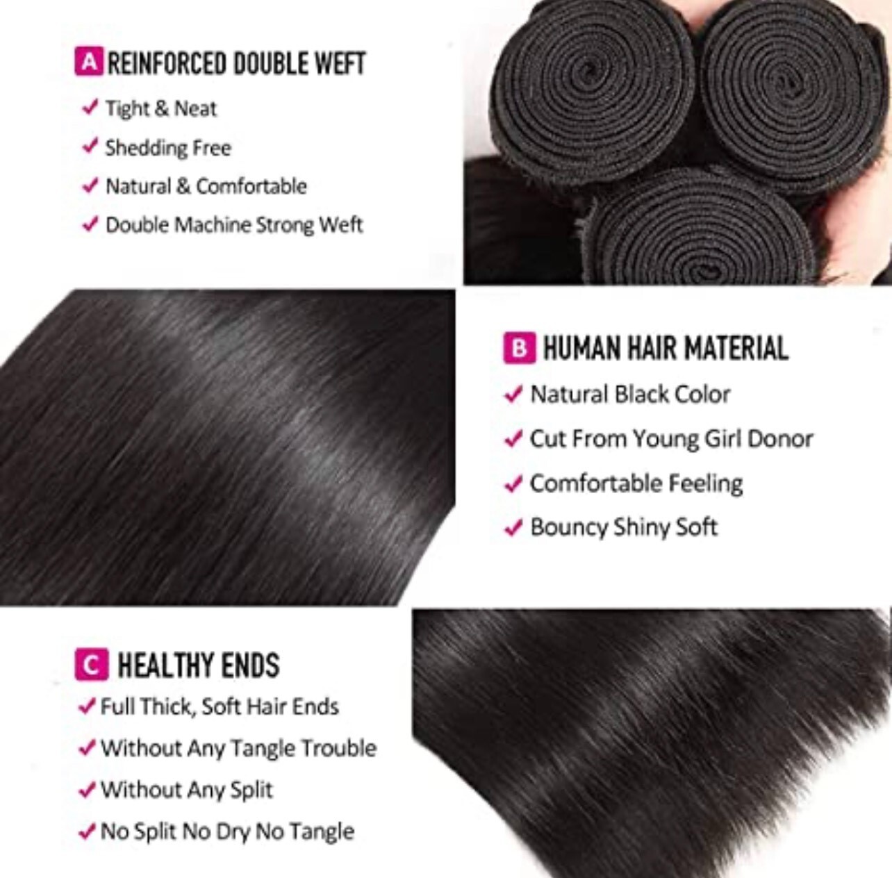 100% black natural Unprocessed human hair bundles,32 inches, brazilian Body Wave