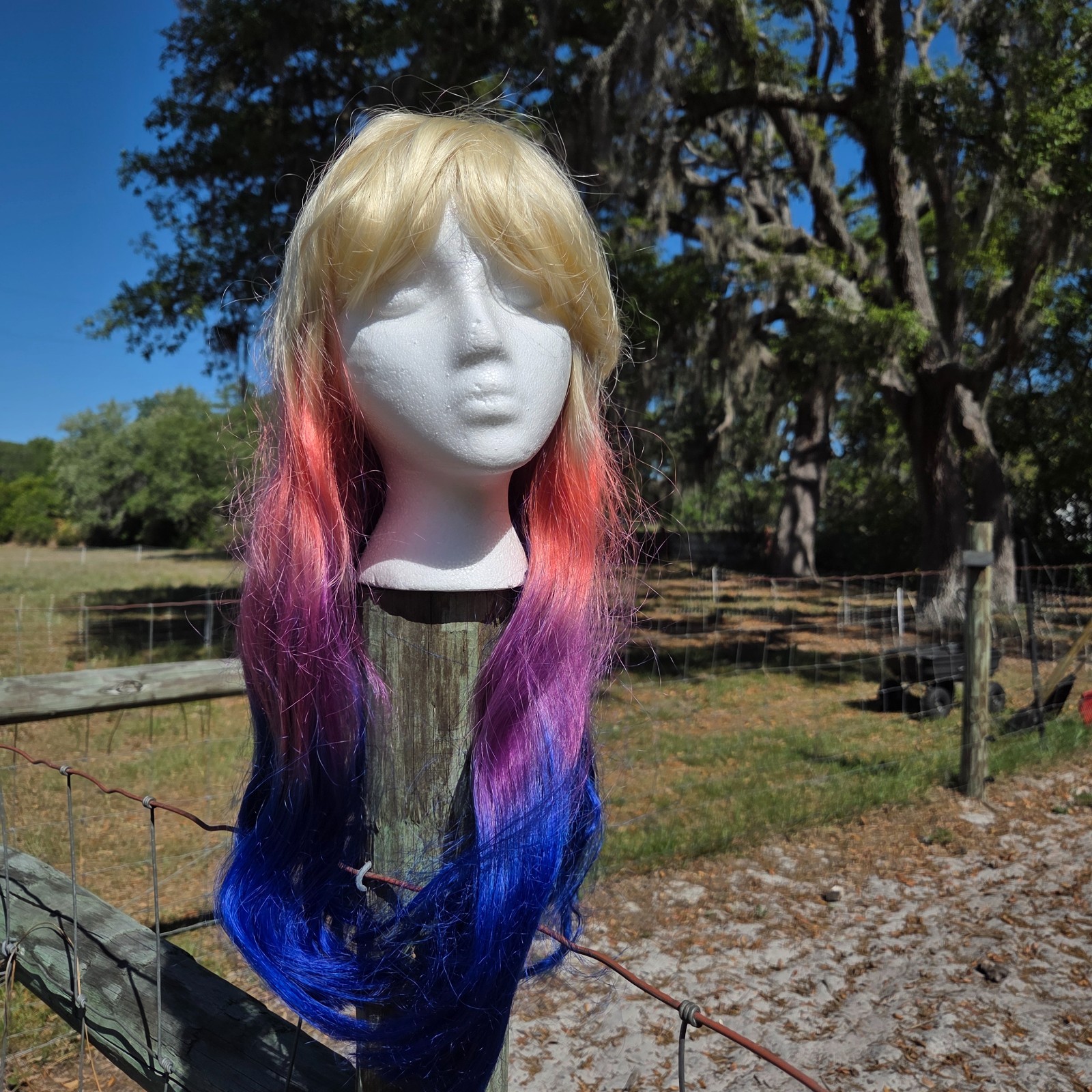 Jon Renau Full Lace Front Wig Long Colorful Bright Pride Blonde Bangs Dyed