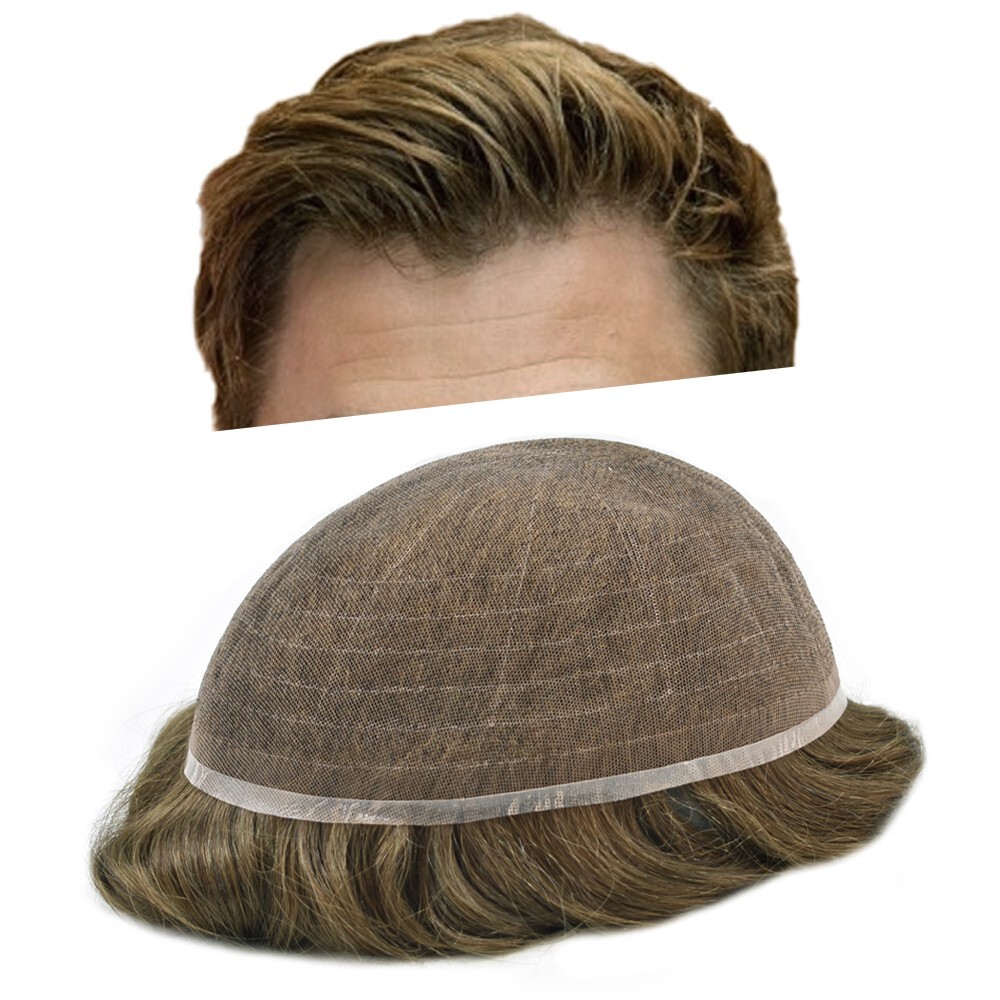 Full Swiss Lace Mens Toupee Light Density Human Hair System Replacement for Men