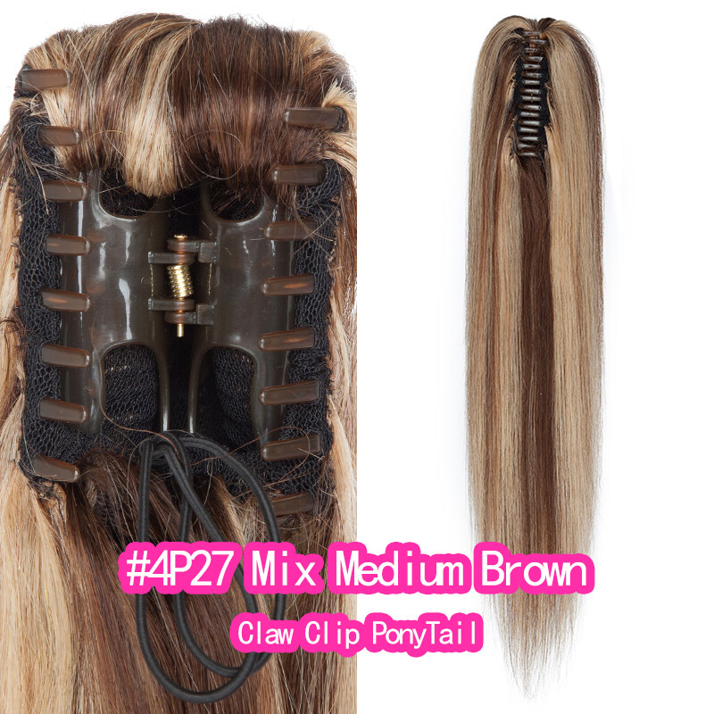 Ponytail Extensions Claw on Clip in 100% Real Remy Human Hair Warp Pony Tail