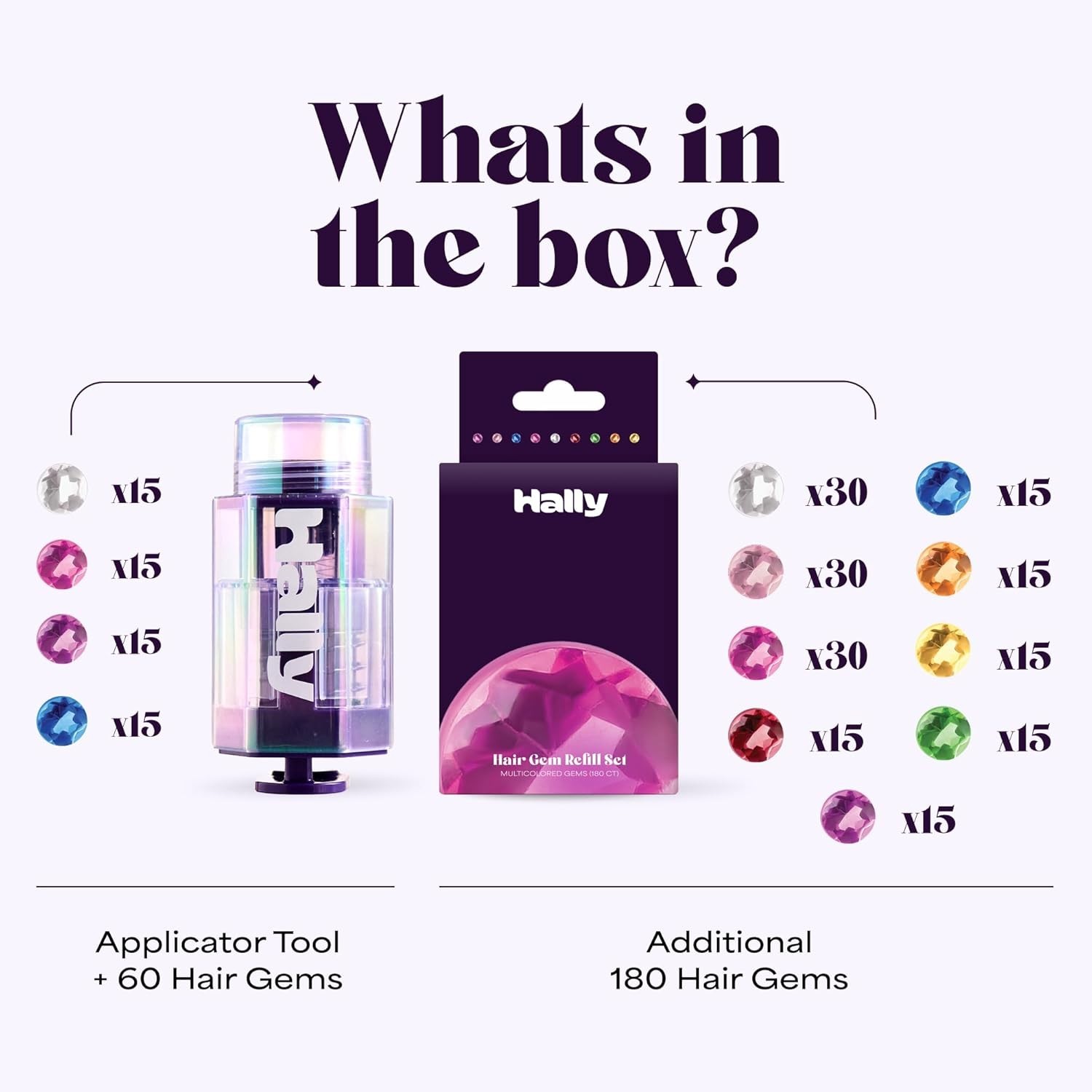 Fun & Mess-Free Hair Gems for Girls: 240 Adhesive Stones with Gem Applicator