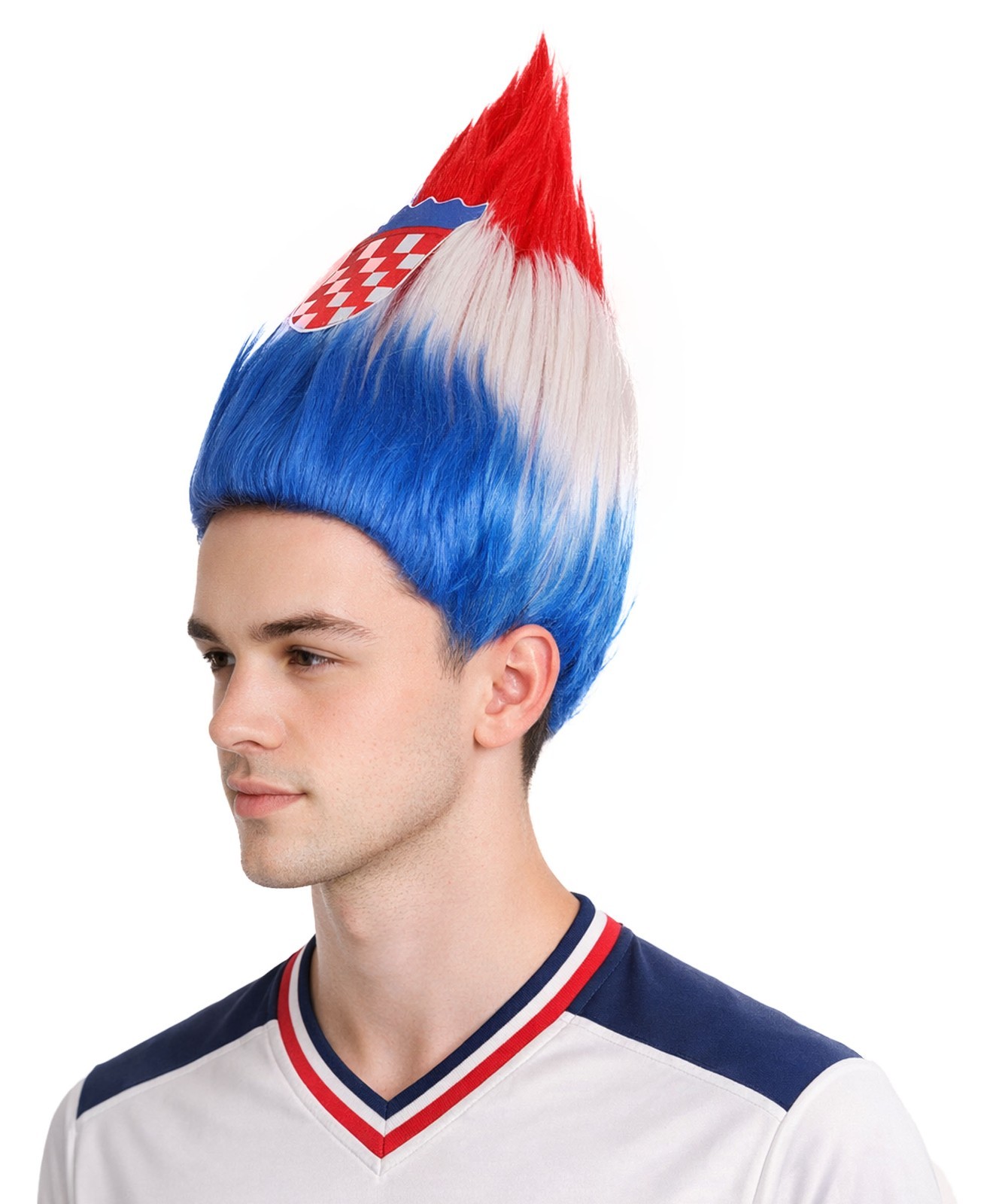 HPO Flagwigs Adult Unisex Serbia Flag Troll Wigs,Perfect for Cosplay HM-797A