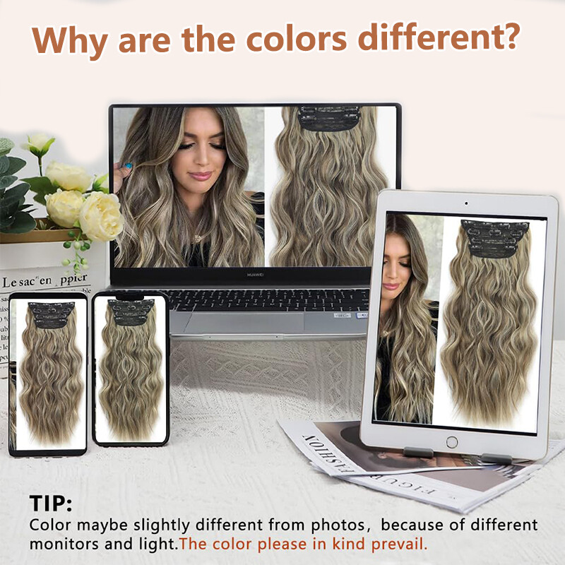 US V-Shape One Piece Clip In Hair Extensions Real As Human 3/4 Full Head Thick