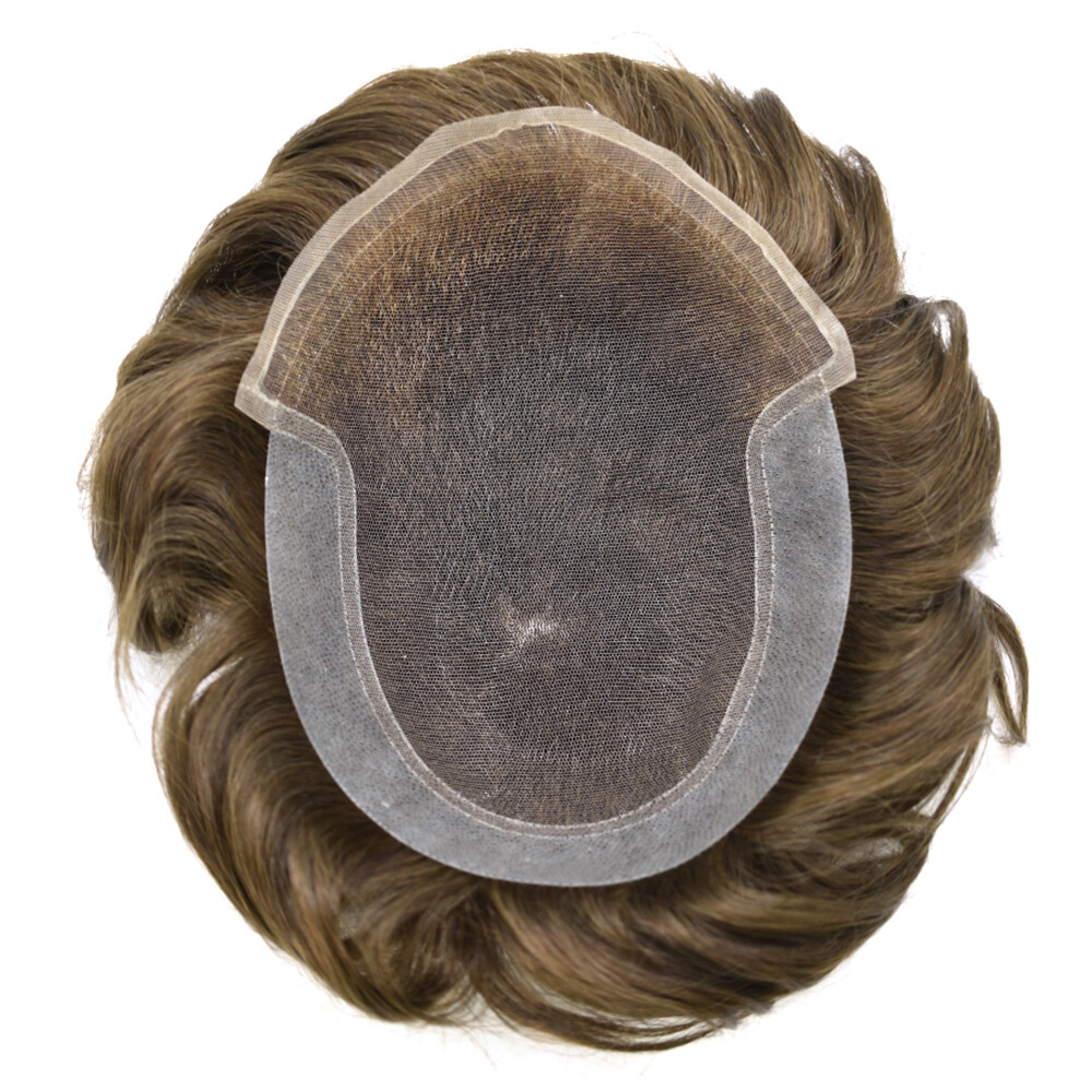 French Lace Front Mens Toupee Poly Pu Hairpiece Natural Hair Replacement Systems