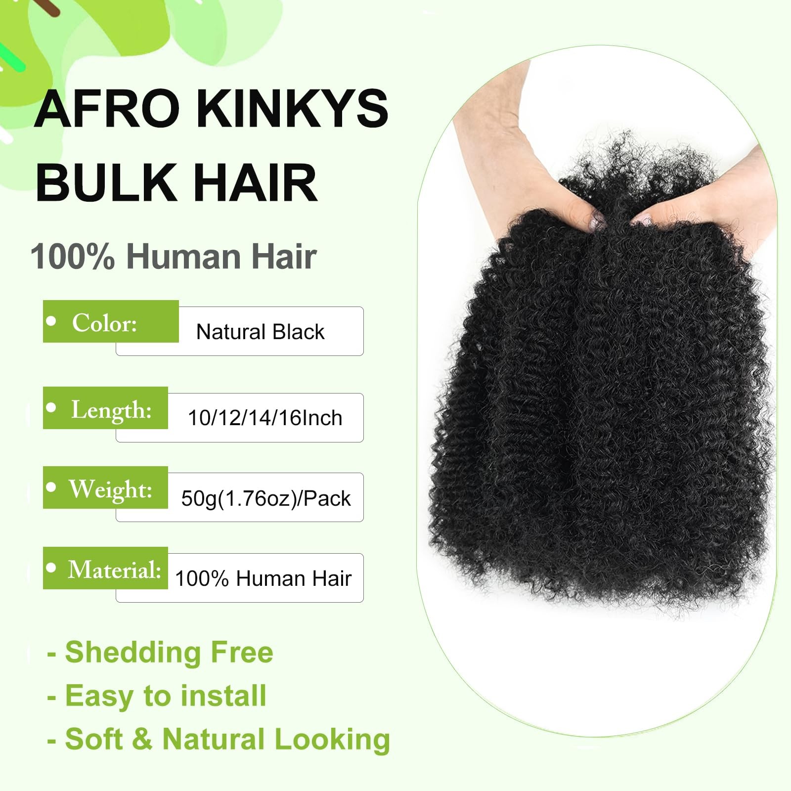 Poetically 10 Inch Afro Kinkys Bulk Human Hair Kinky Twist Hair 50G Dreadlock