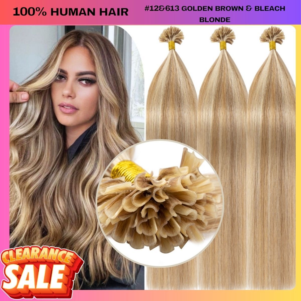 THICK 200G Fusion Keratin Nail U Tip 100% Remy Human Hair Extensions Pre Bonded