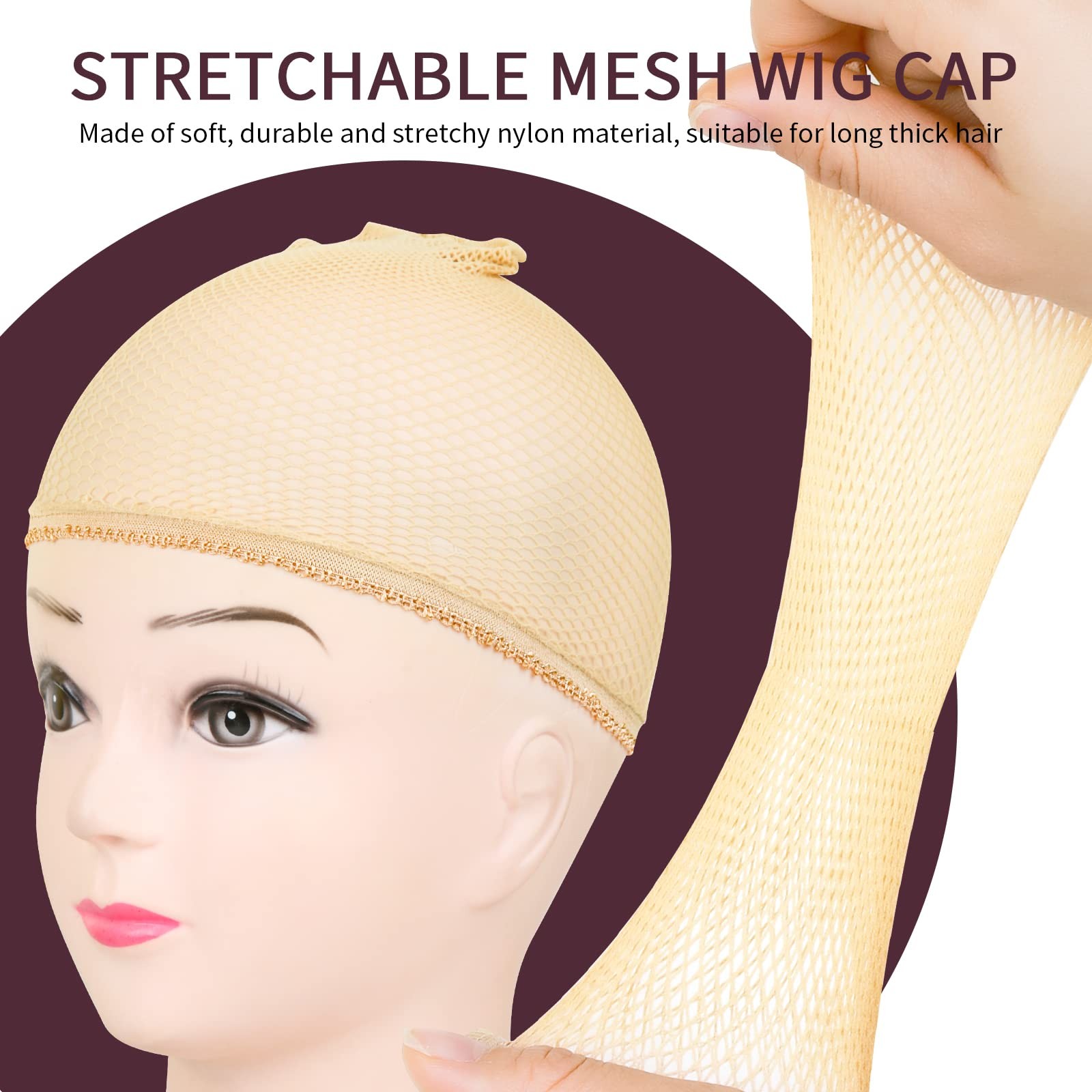 FANDAMEI Wig Caps Net, 4PCS Mesh Net Open End, Light Brown Cap…