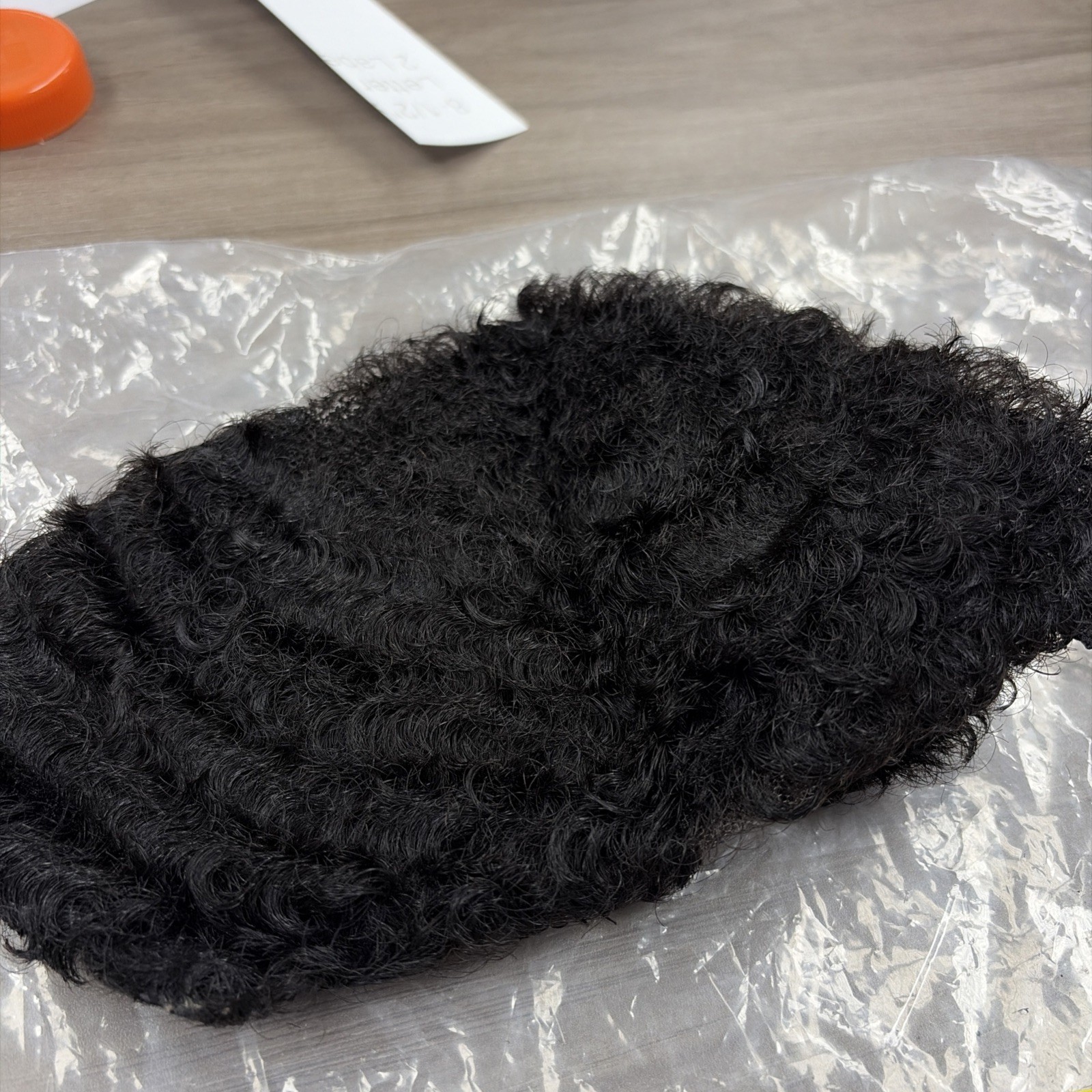 Men Unit Real Human Hair Afro Curl Toupee for Black Men 6mm 1 Jet Black 8×10″