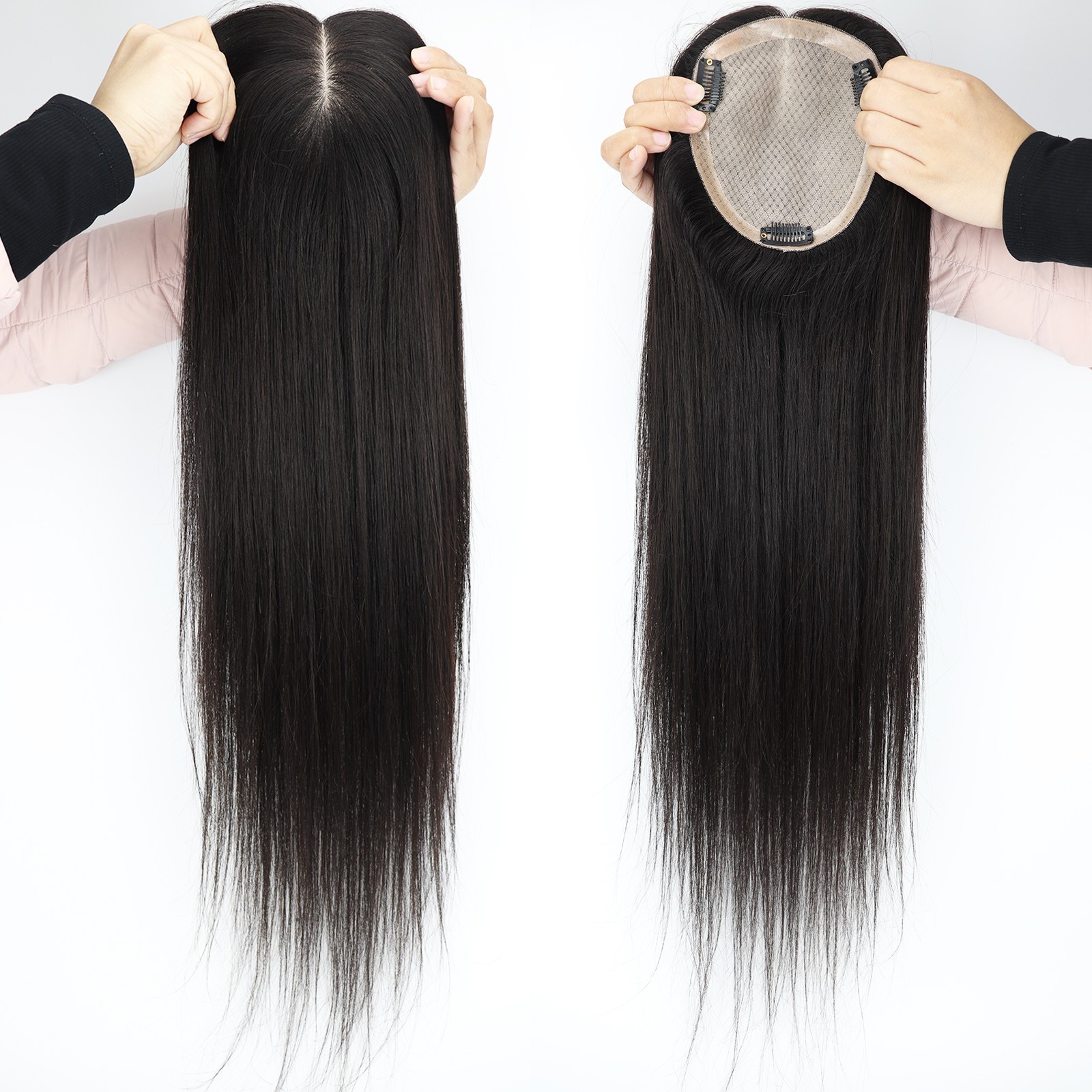 100% human hair Topper Remy European Hair Silk Top Hand Tied hair extensions