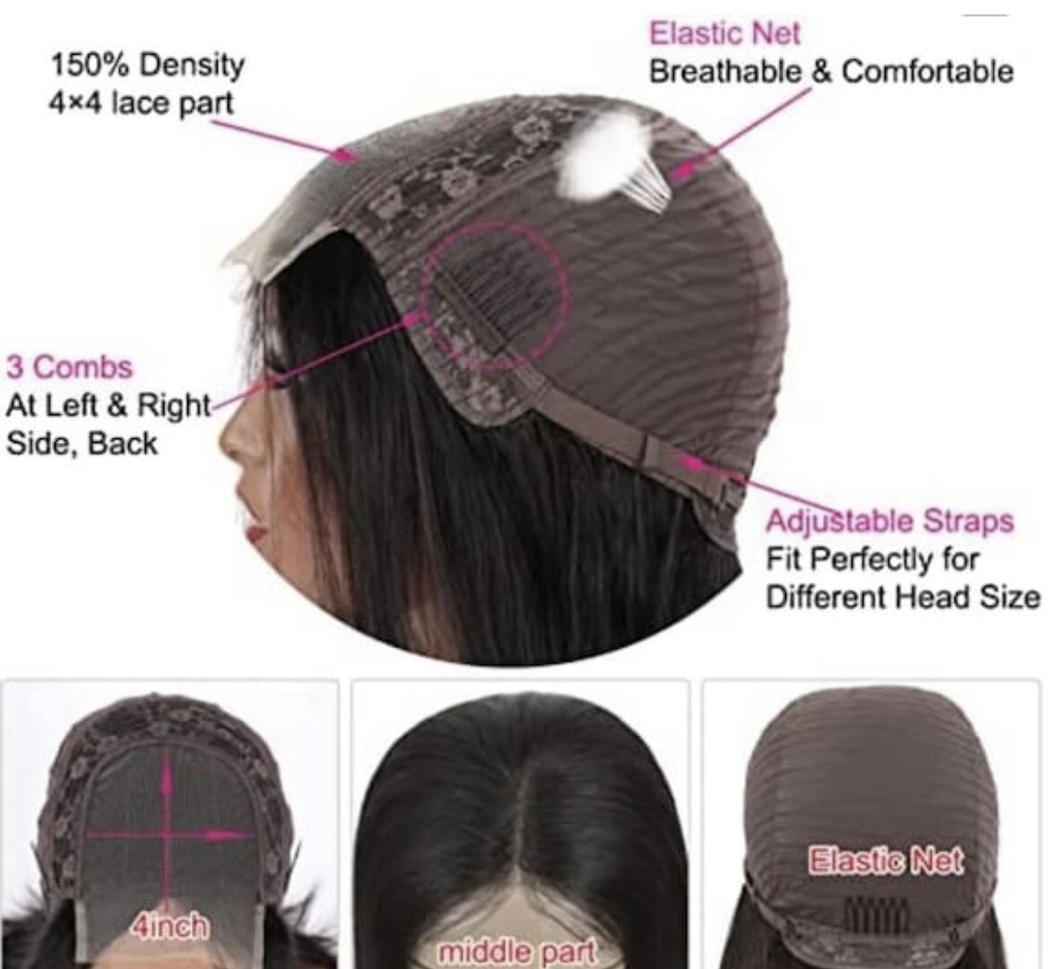 Virgin Indian Hair Bob Wigs 4×4 Lace Closure Wig Short Wigs 10 Inches