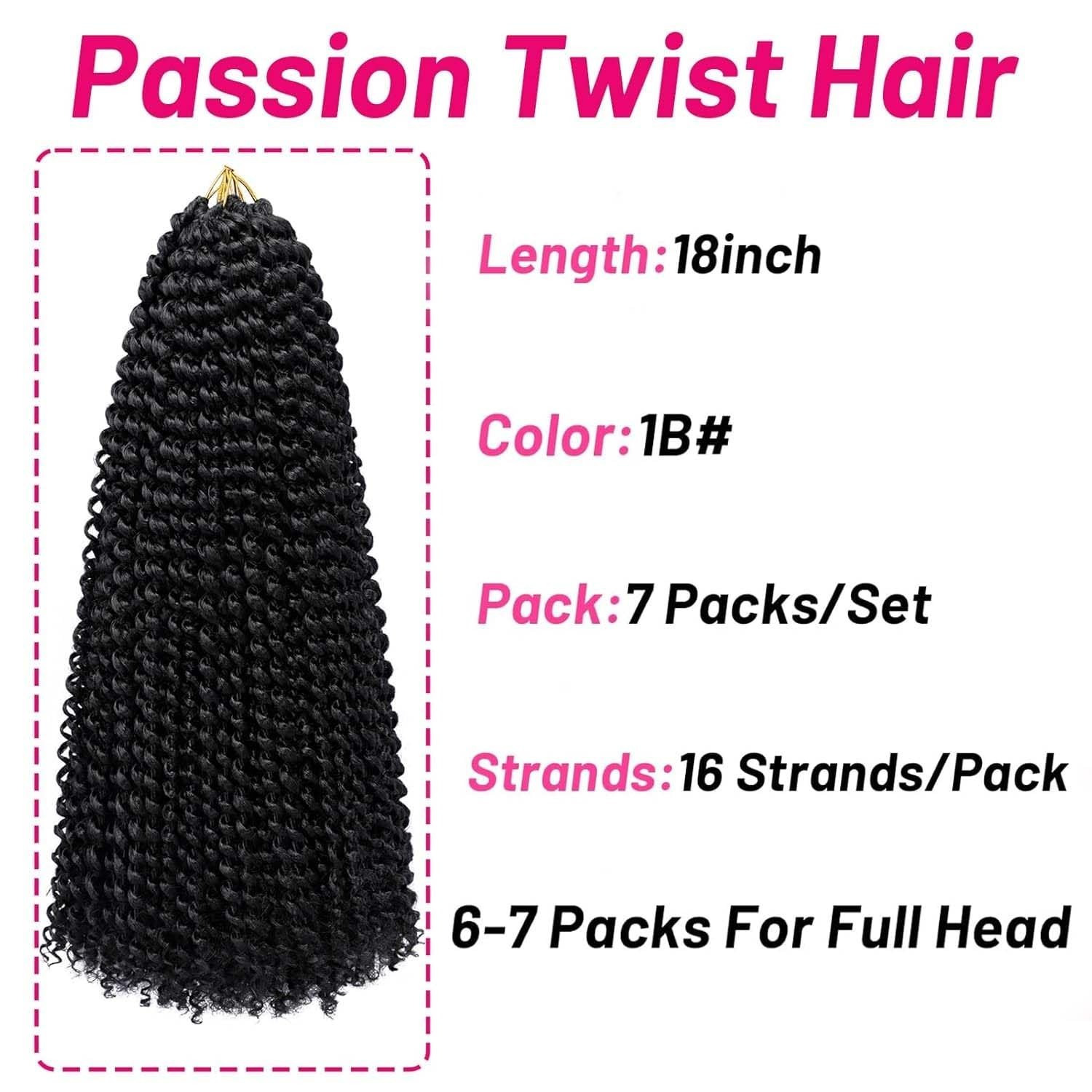 Passion Twist Hair 18 Inch Water Wave Crochet Hair 7 Packs Boho Style Long