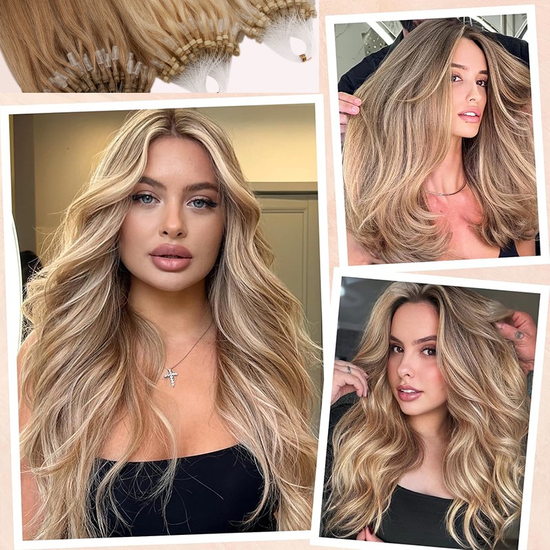 100g Thick Loop Micro Ring Human Hair Extensions Microlink Nano Beads Tip Ombre