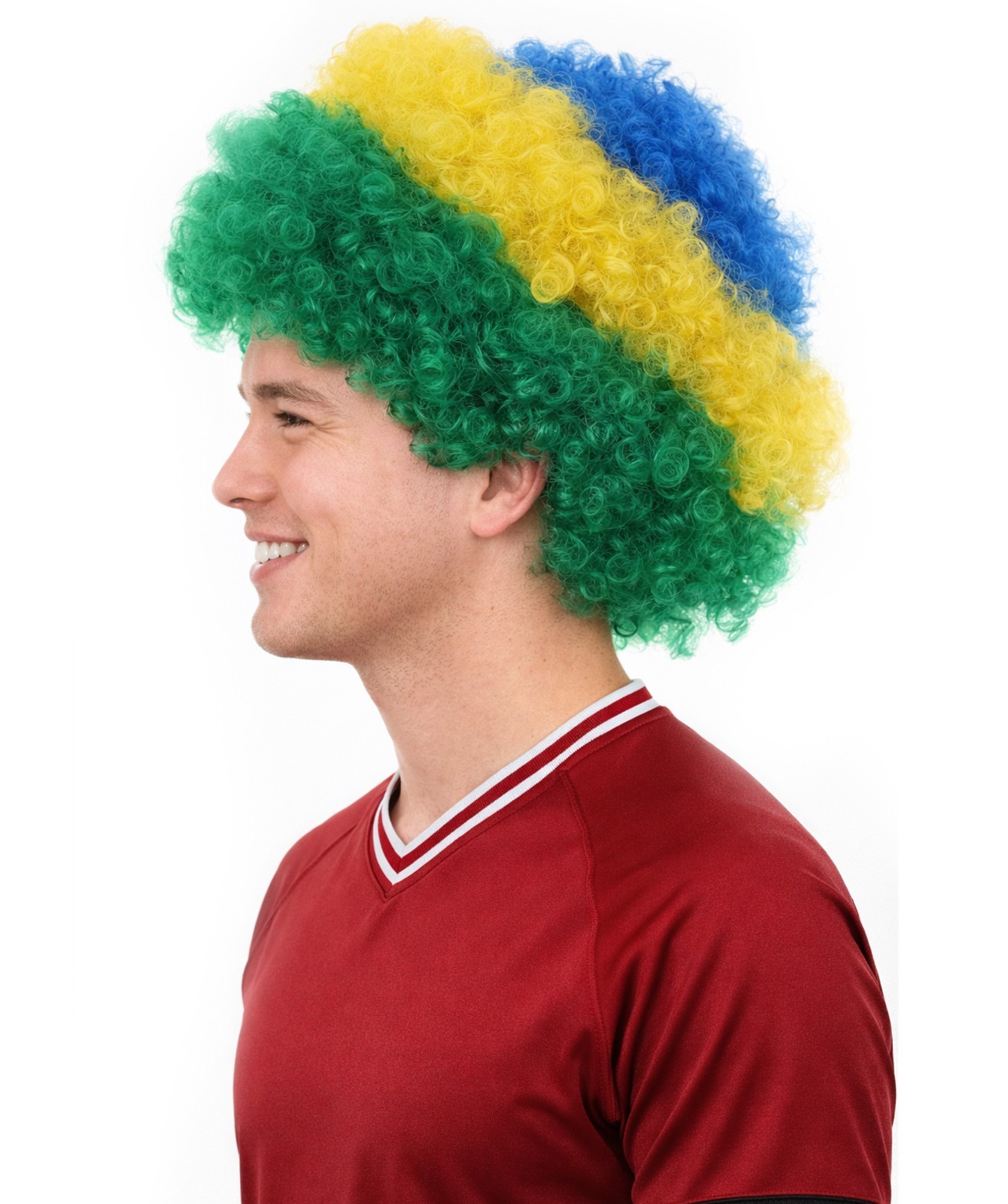 Brazil Flag Sport Afro Fun Wig, Jumbo Super Size Green Yellow Blue Wigs, HM-711A