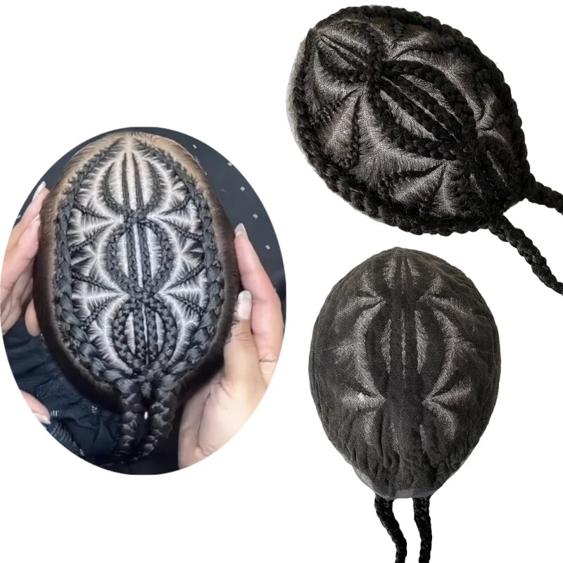 Full Lace Afro Curl Mens Toupee African American Human Black Braids
