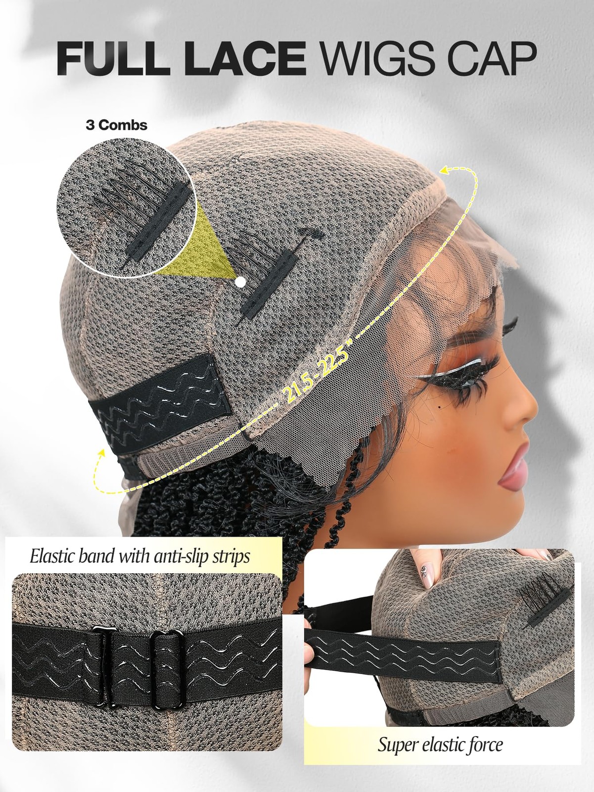 Full Double Lace Mini Twist Braid Black Spiral Coiled Wig with Baby Hair