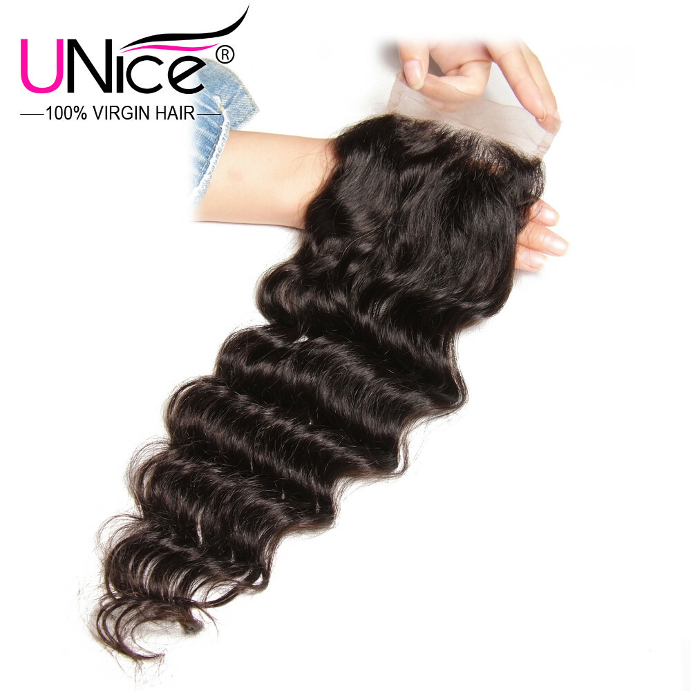 UNice Peruvian Natural Wave 3 Bundles Human Hair Extensions With Lace Closure US
